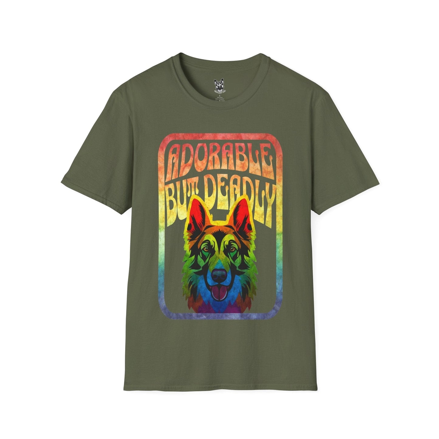 T-Shirt Military Green / S Adorable But Deadly – Edgy German Shepherd T-Shirt (UK)