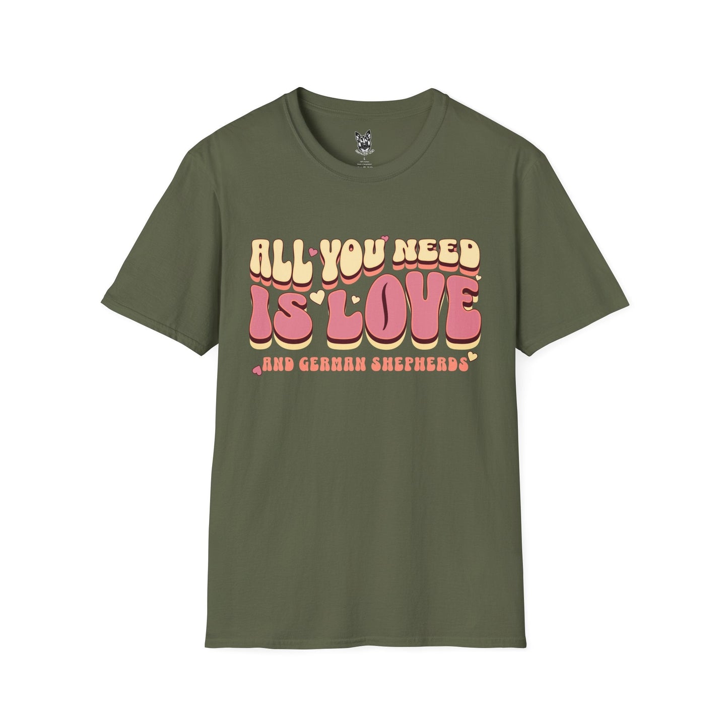 T-Shirt Military Green / S All You Need Is Love – Wholesome German Shepherd T-Shirt (UK)