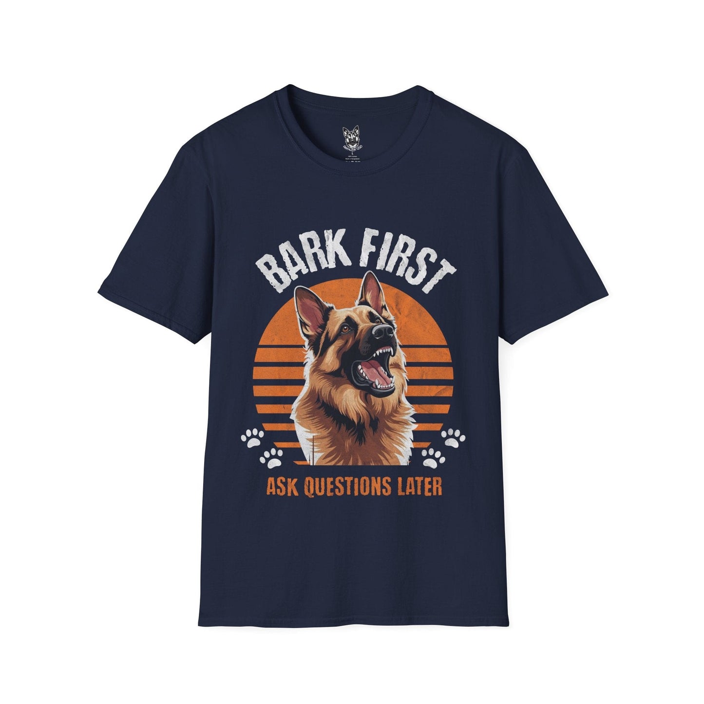 T-Shirt Navy / S Bark First – Protective German Shepherd T-Shirt (UK)