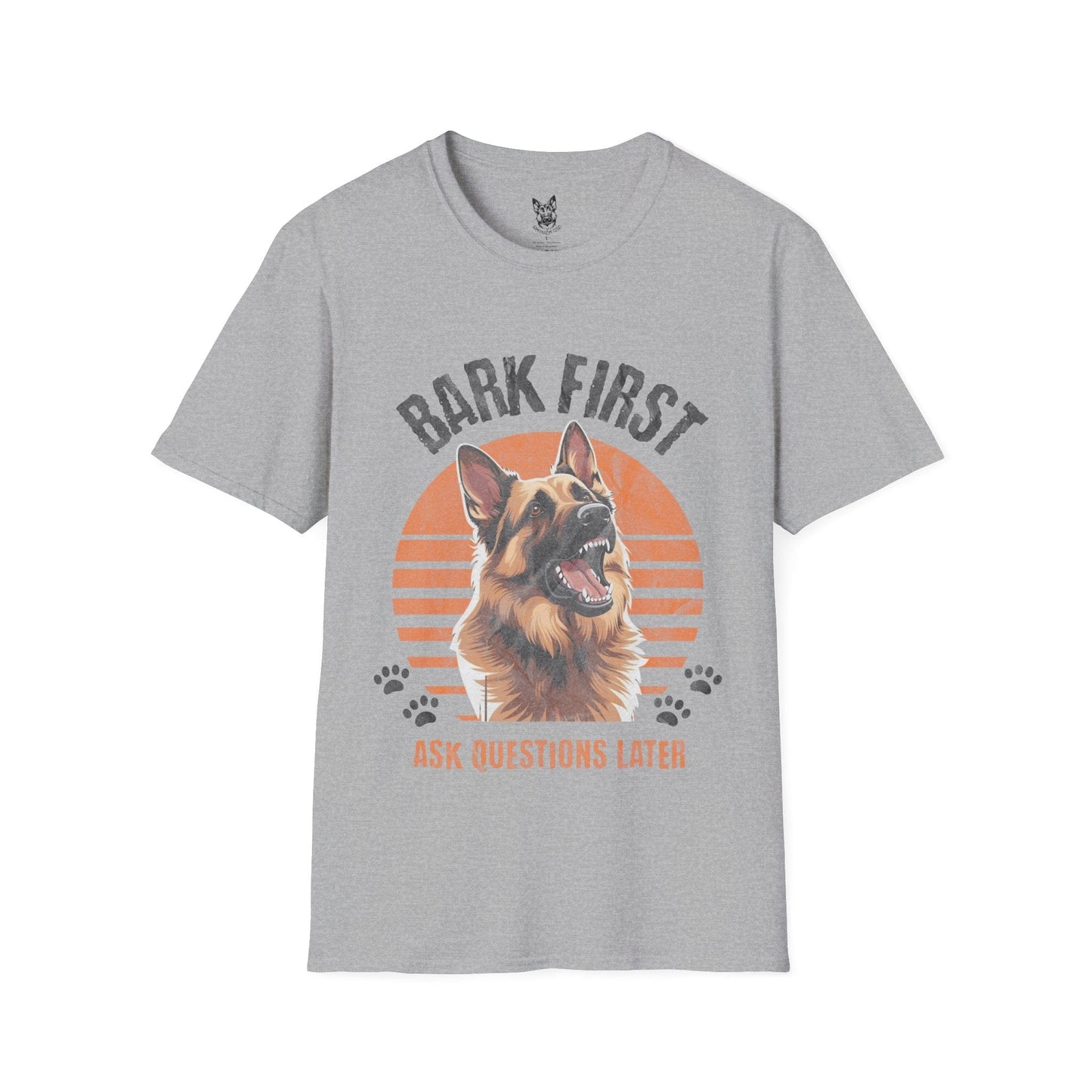 T-Shirt Sport Grey / S Bark First – Protective German Shepherd T-Shirt (UK)