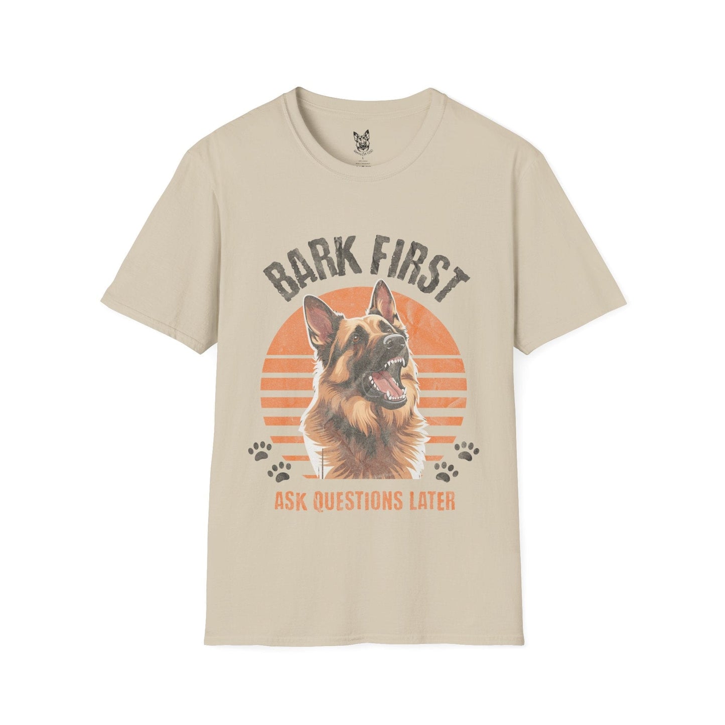 T-Shirt Sand / S Bark First – Protective German Shepherd T-Shirt (UK)