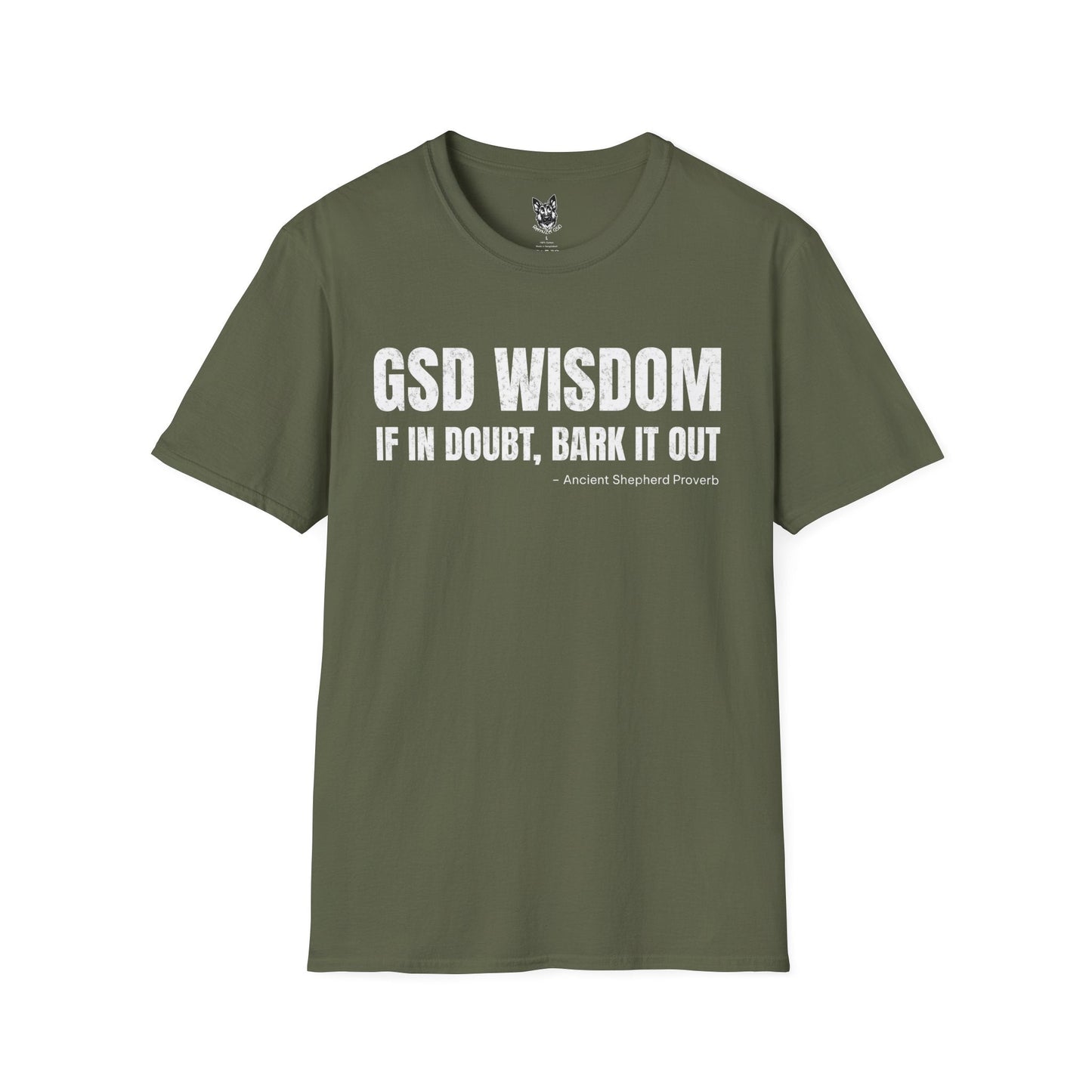 T-Shirt Military Green / S Bark It Out – Funny German Shepherd T-Shirt (UK)