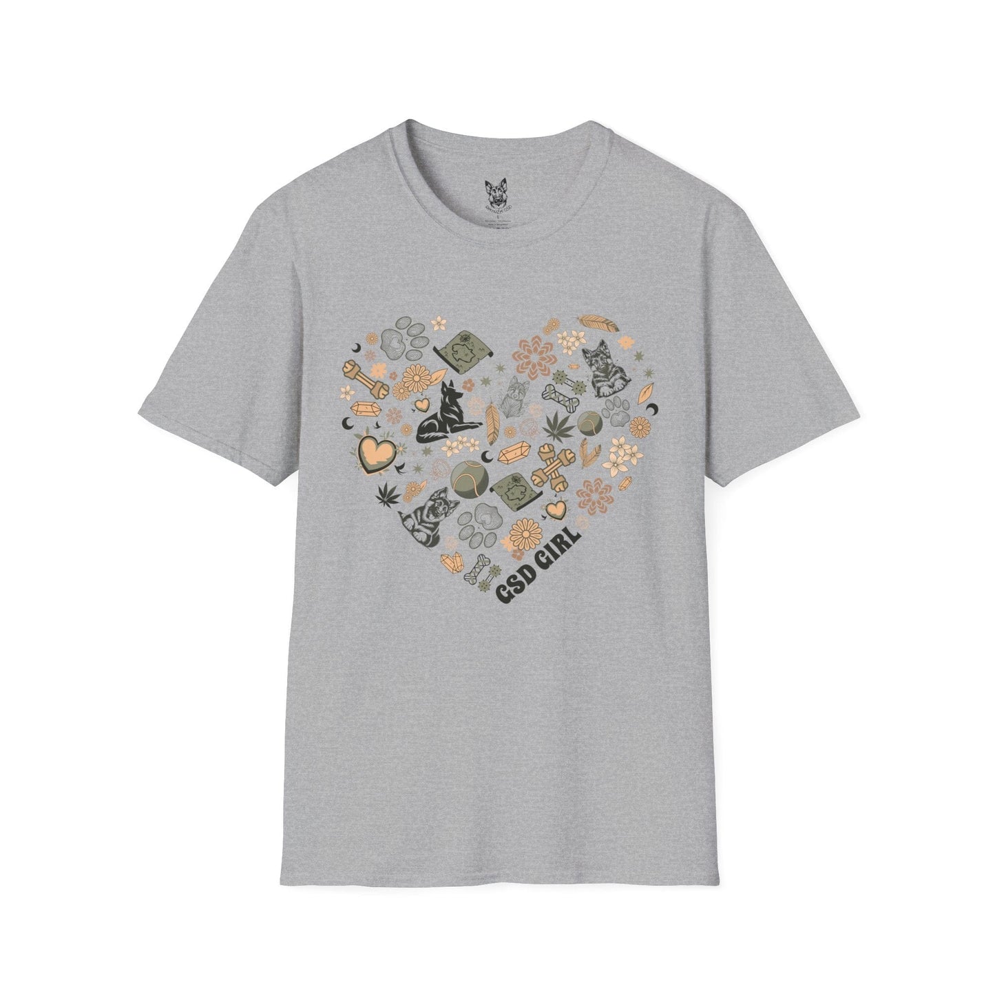 T-Shirt Sport Grey / S Boho GSD Girl – Cute German Shepherd T-Shirt (UK)