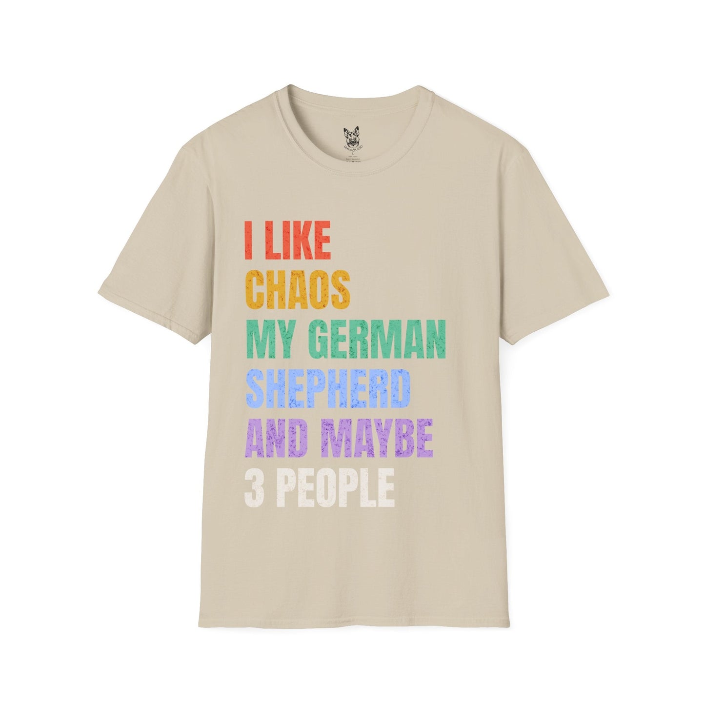 T-Shirt Sand / S Chaos & Shepherds – Funny German Shepherd T-Shirt (UK)
