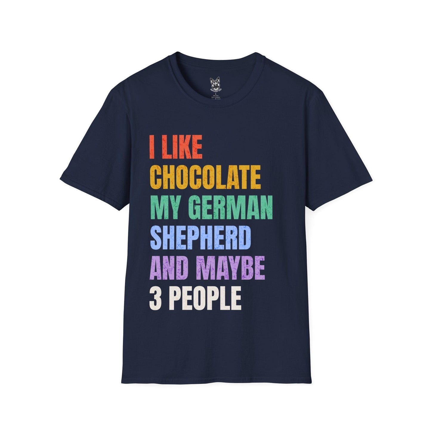 T-Shirt Navy / S Chocolate & Shepherds – Funny German Shepherd T-Shirt (UK)