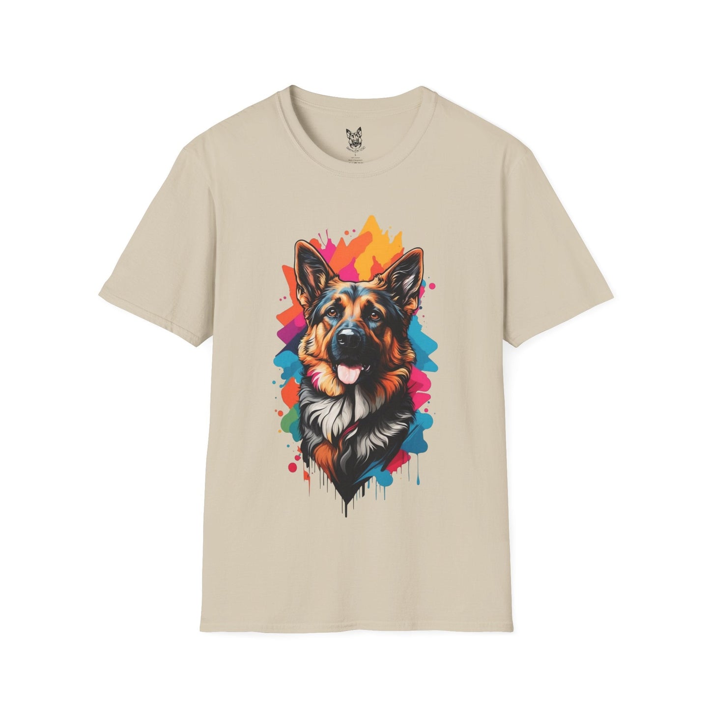 T-Shirt Sand / S Colour Splash Icon – Pop Art German Shepherd T-Shirt (UK)