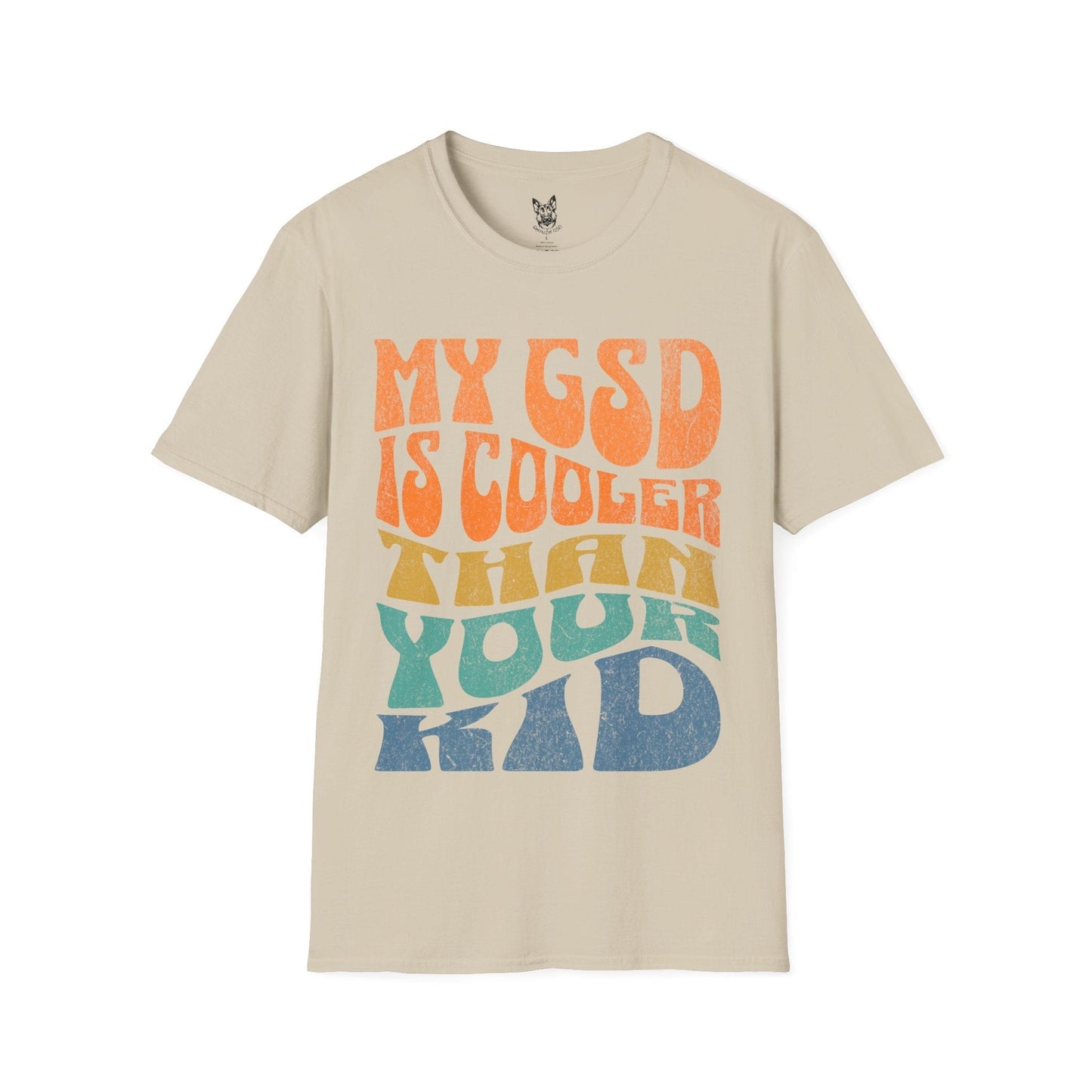 T-Shirt Sand / S Cooler Than Your Kid – Groovy German Shepherd T-Shirt (UK)