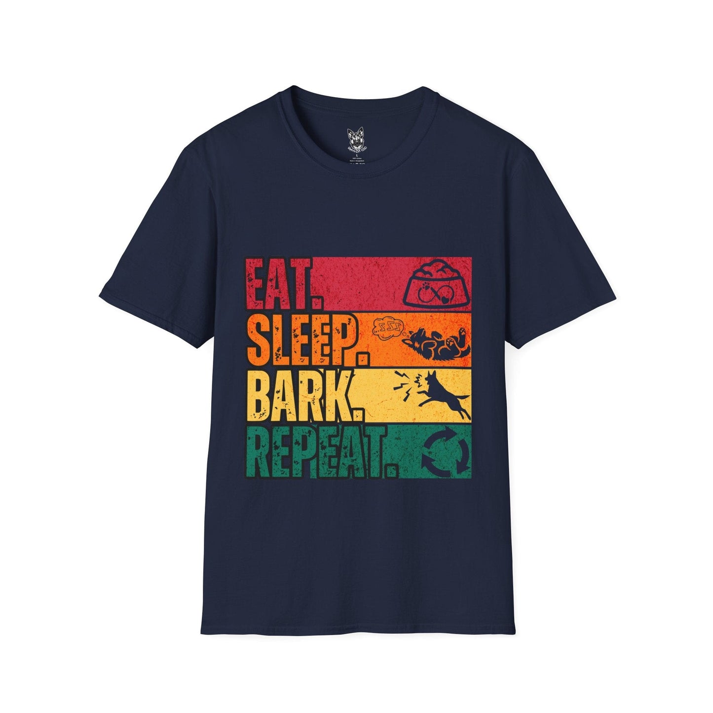 T-Shirt Navy / S Eat. Sleep. Bark. Repeat. – Relatable German Shepherd T-Shirt (UK)