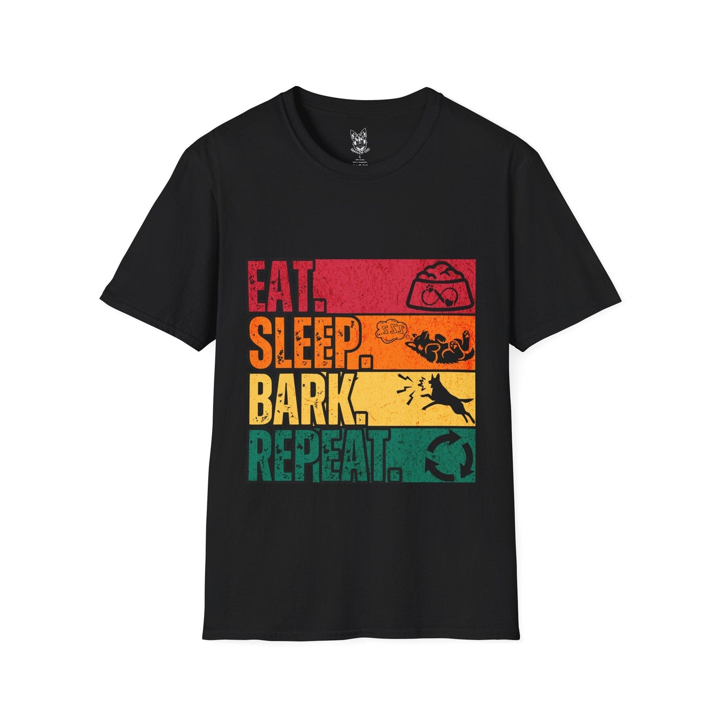T-Shirt Black / S Eat. Sleep. Bark. Repeat. – Relatable German Shepherd T-Shirt (UK)