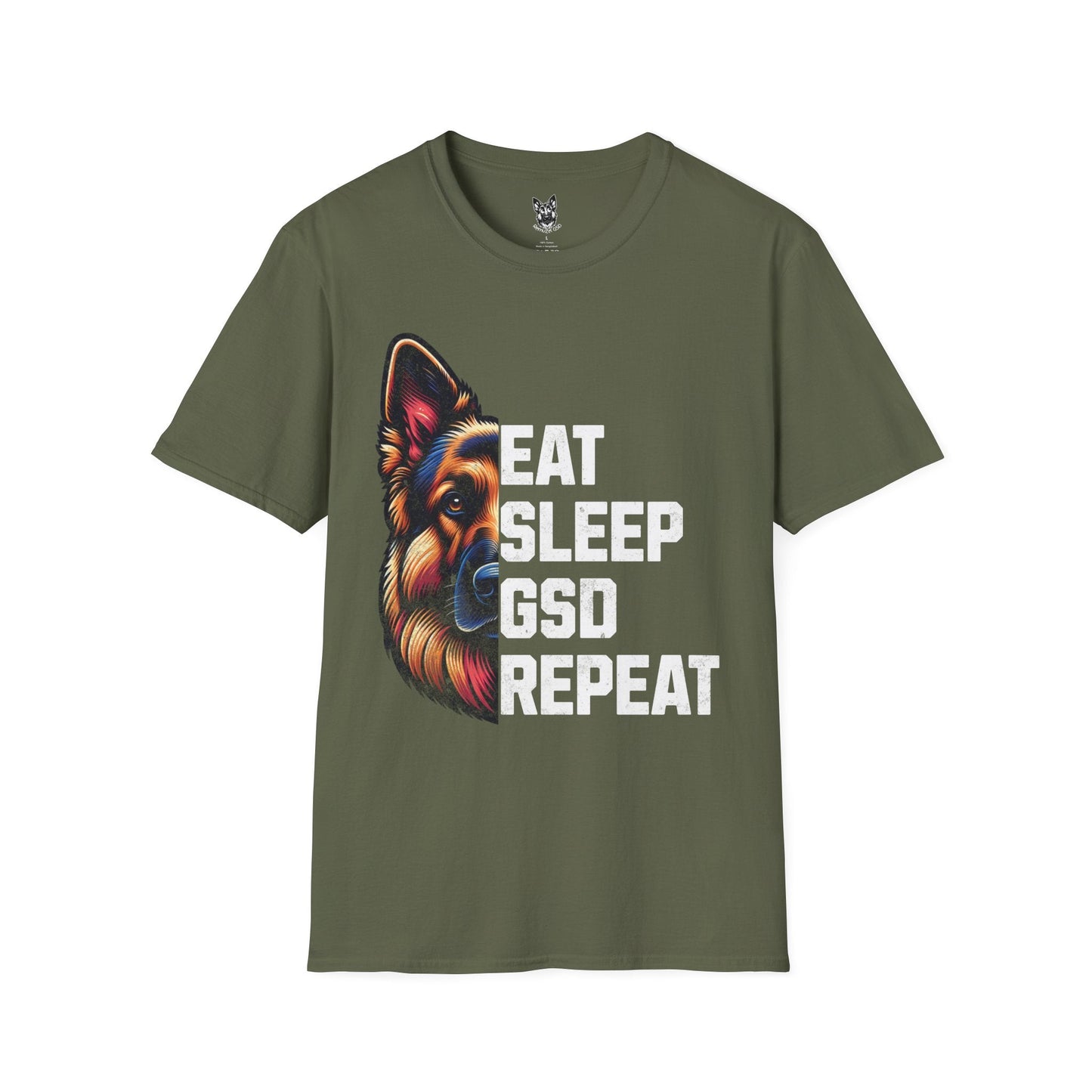 T-Shirt Military Green / S Eat. Sleep. GSD. Repeat. – Relatable German Shepherd T-Shirt (UK)