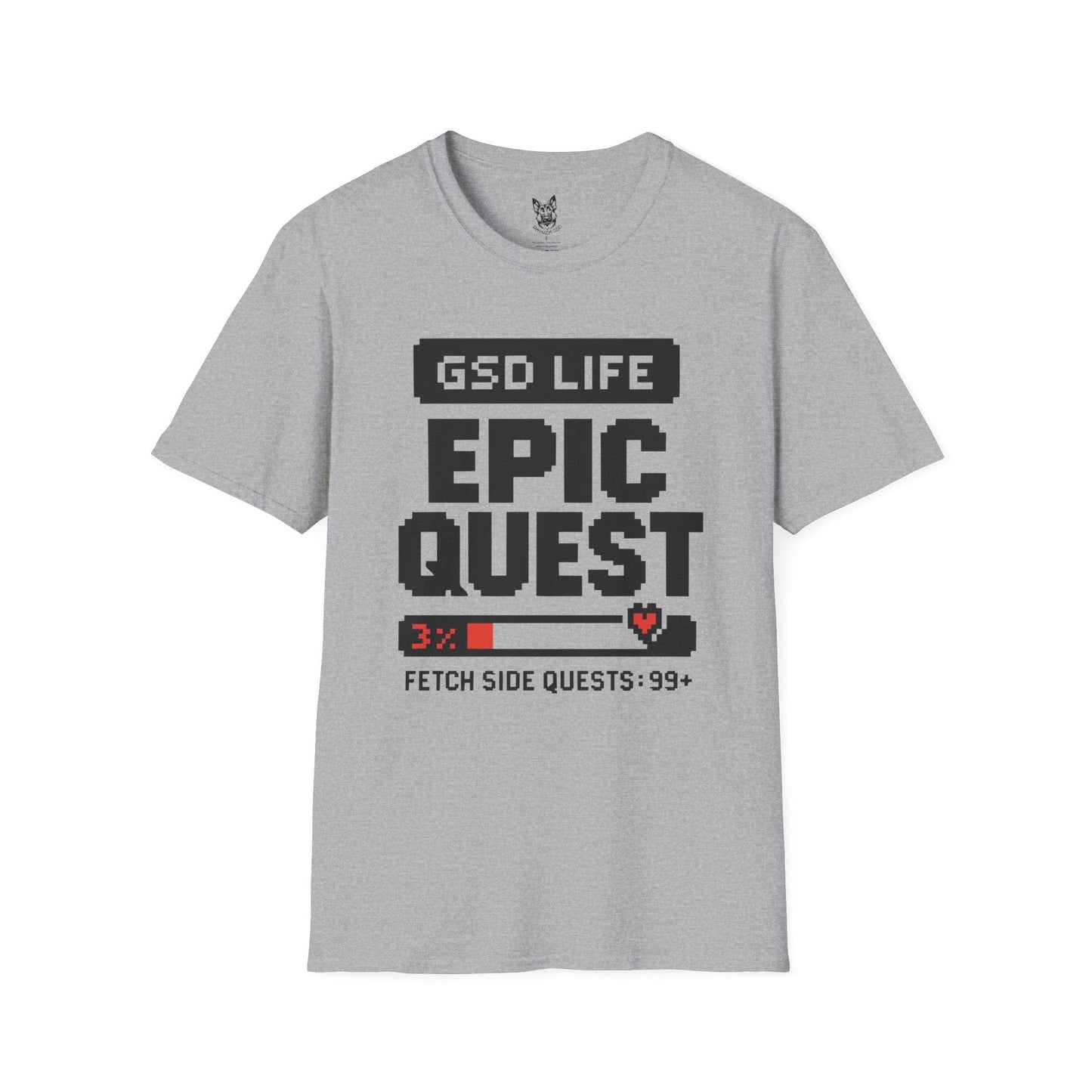 T-Shirt Sport Grey / S Epic Quest Mode – Gamer German Shepherd T-Shirt (UK)