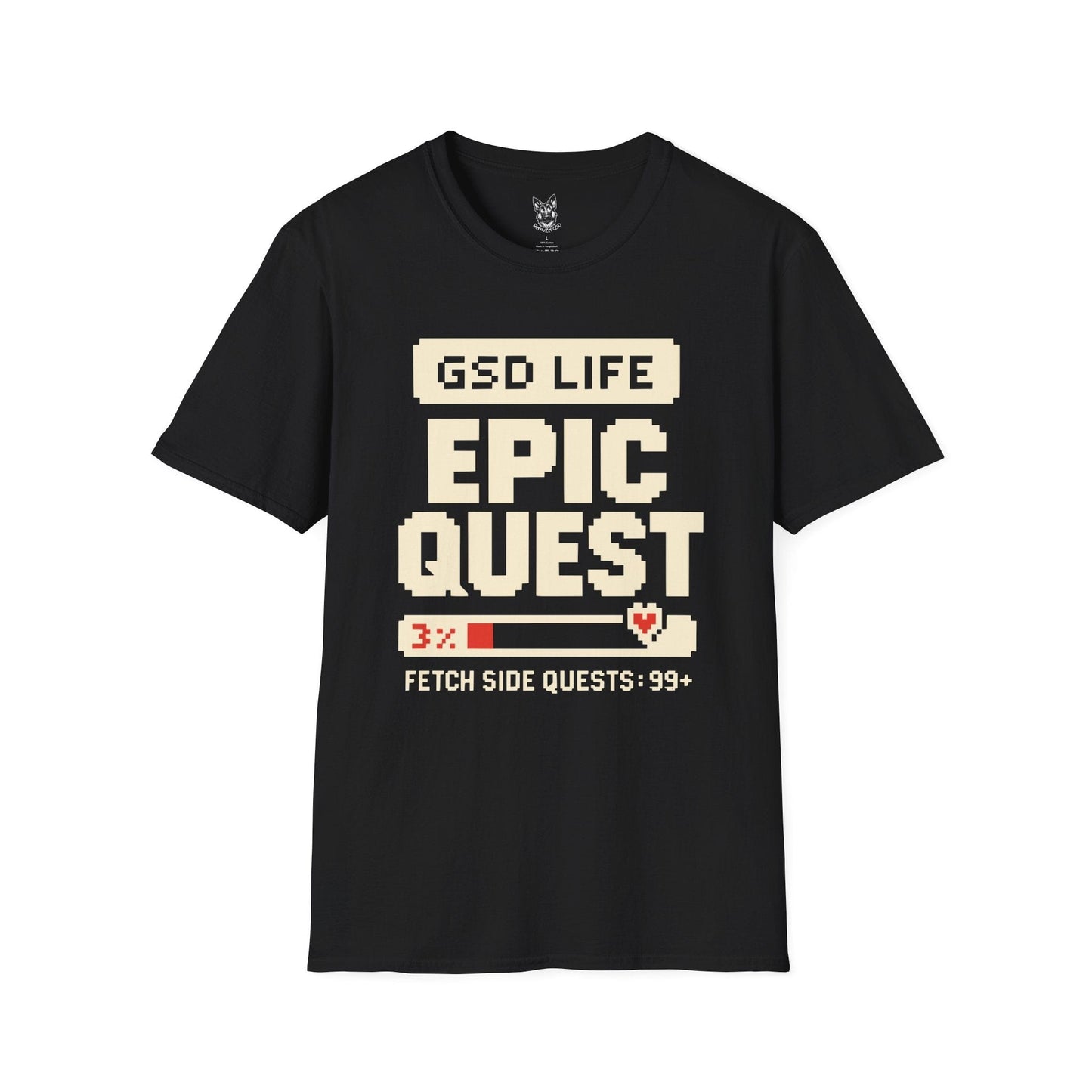 T-Shirt Black / S Epic Quest Mode – Gamer German Shepherd T-Shirt (UK)