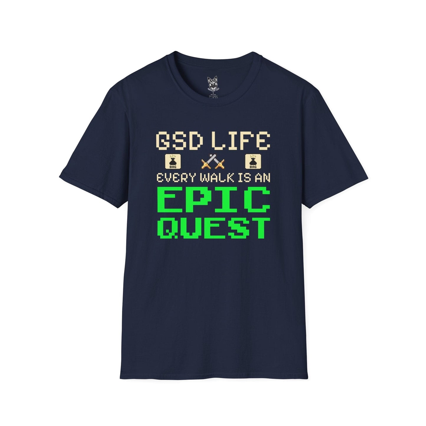 T-Shirt Navy / S Epic Quest Walks – Gamer German Shepherd T-Shirt (UK)
