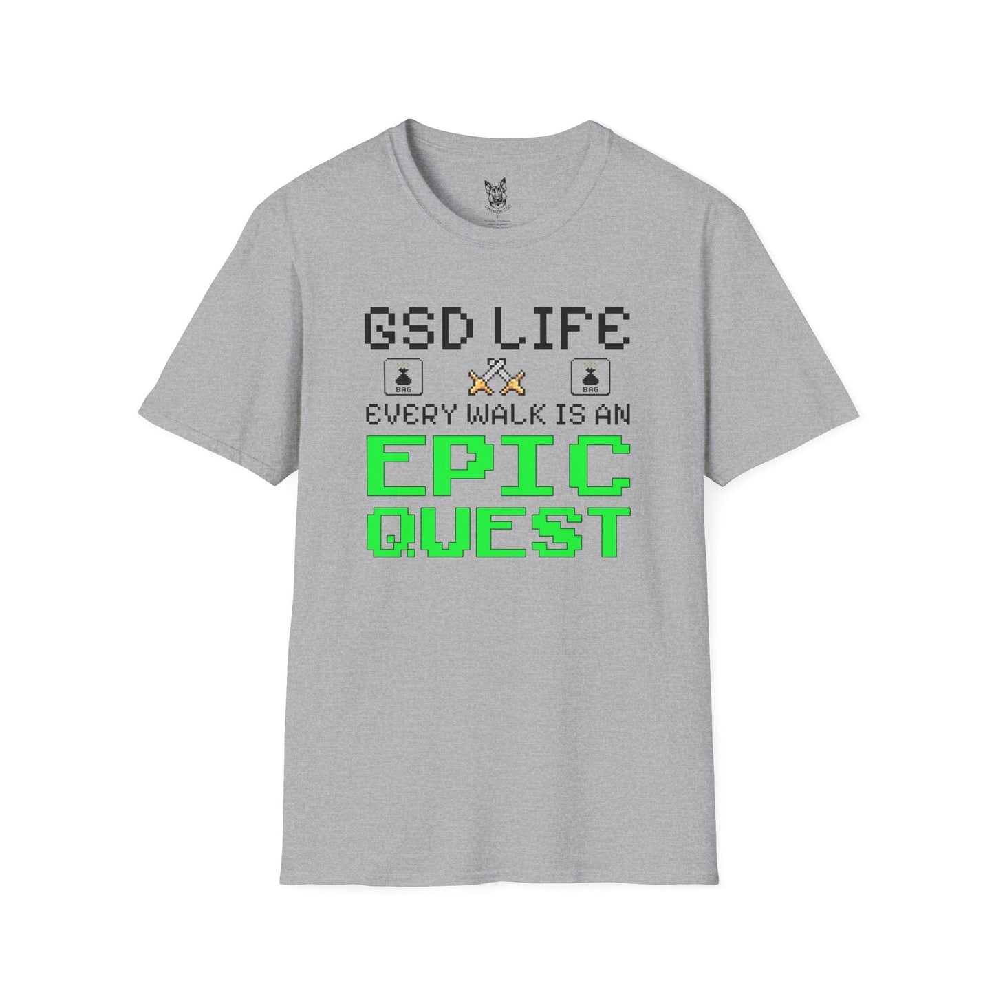 T-Shirt Sport Grey / S Epic Quest Walks – Gamer German Shepherd T-Shirt (UK)