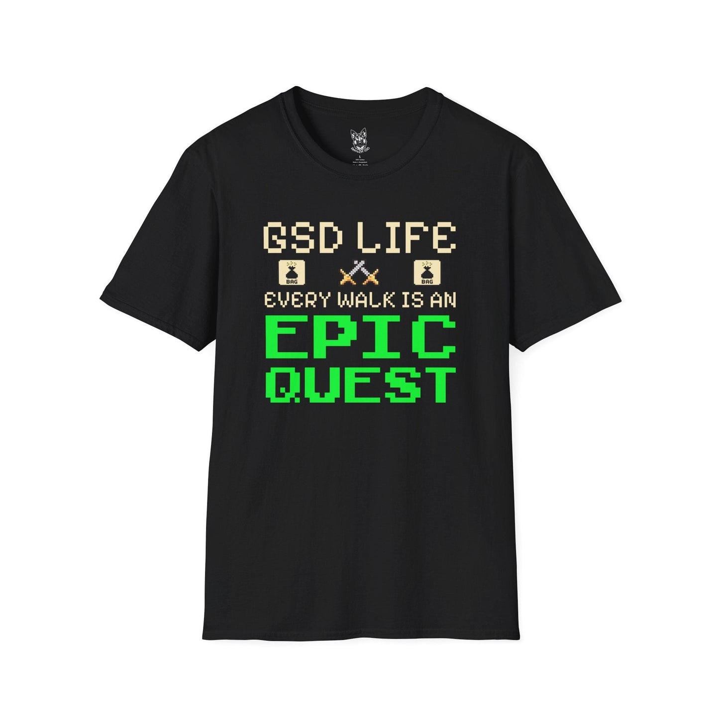 T-Shirt Black / S Epic Quest Walks – Gamer German Shepherd T-Shirt (UK)