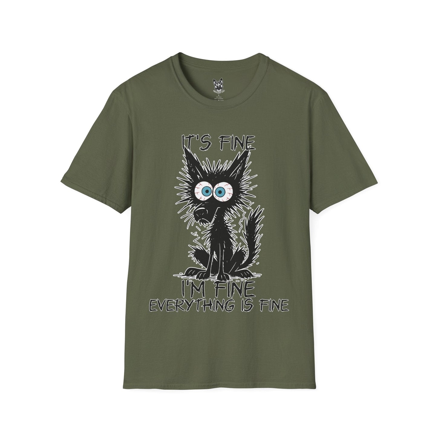 T-Shirt Military Green / S Everything Is Fine-ish – Funny German Shepherd T-Shirt (UK)