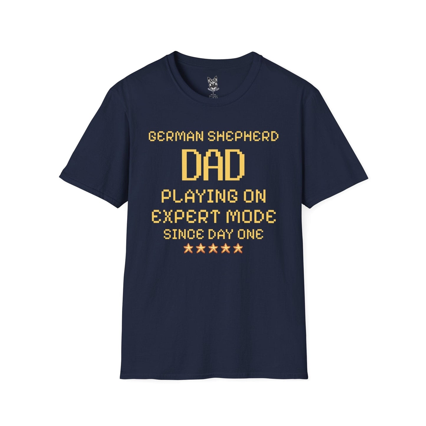 T-Shirt Navy / S Expert Mode Dad – Gamer German Shepherd T-Shirt (UK)