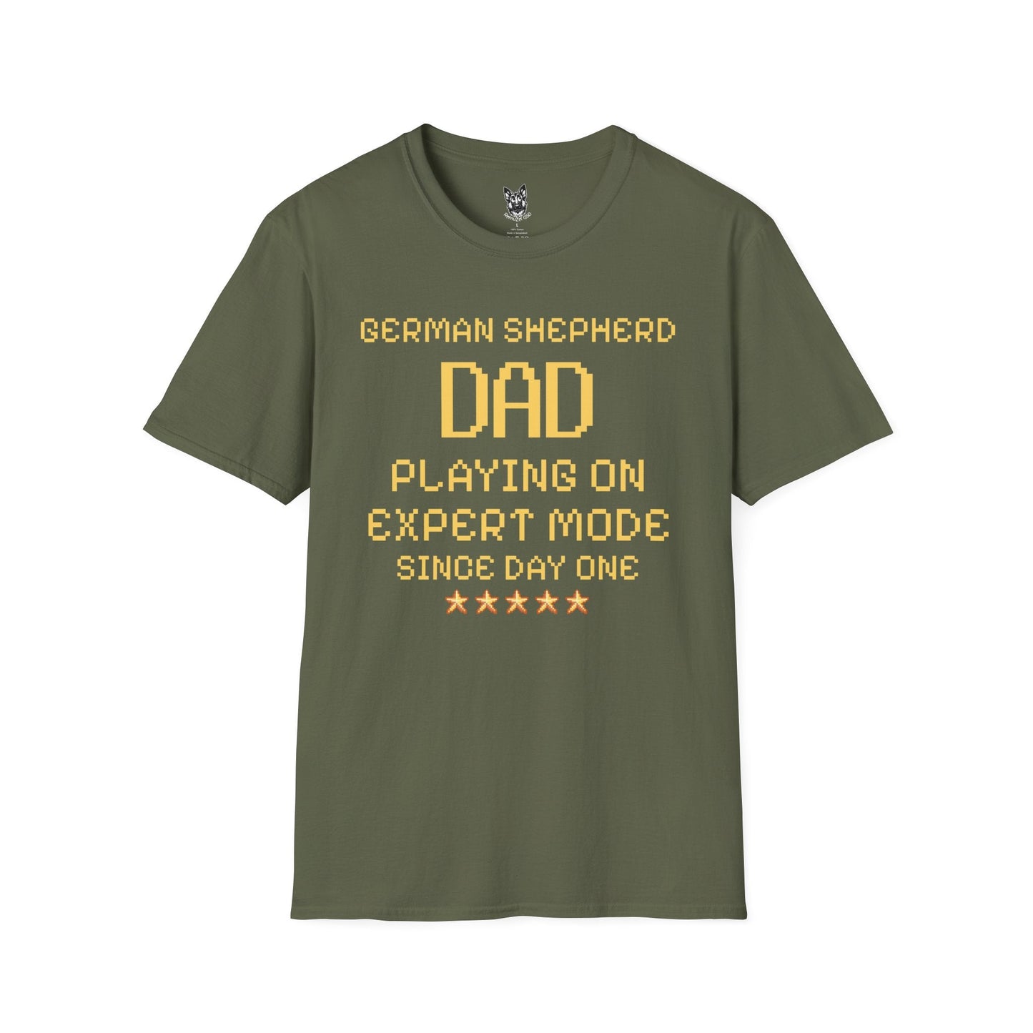 T-Shirt Military Green / S Expert Mode Dad – Gamer German Shepherd T-Shirt (UK)