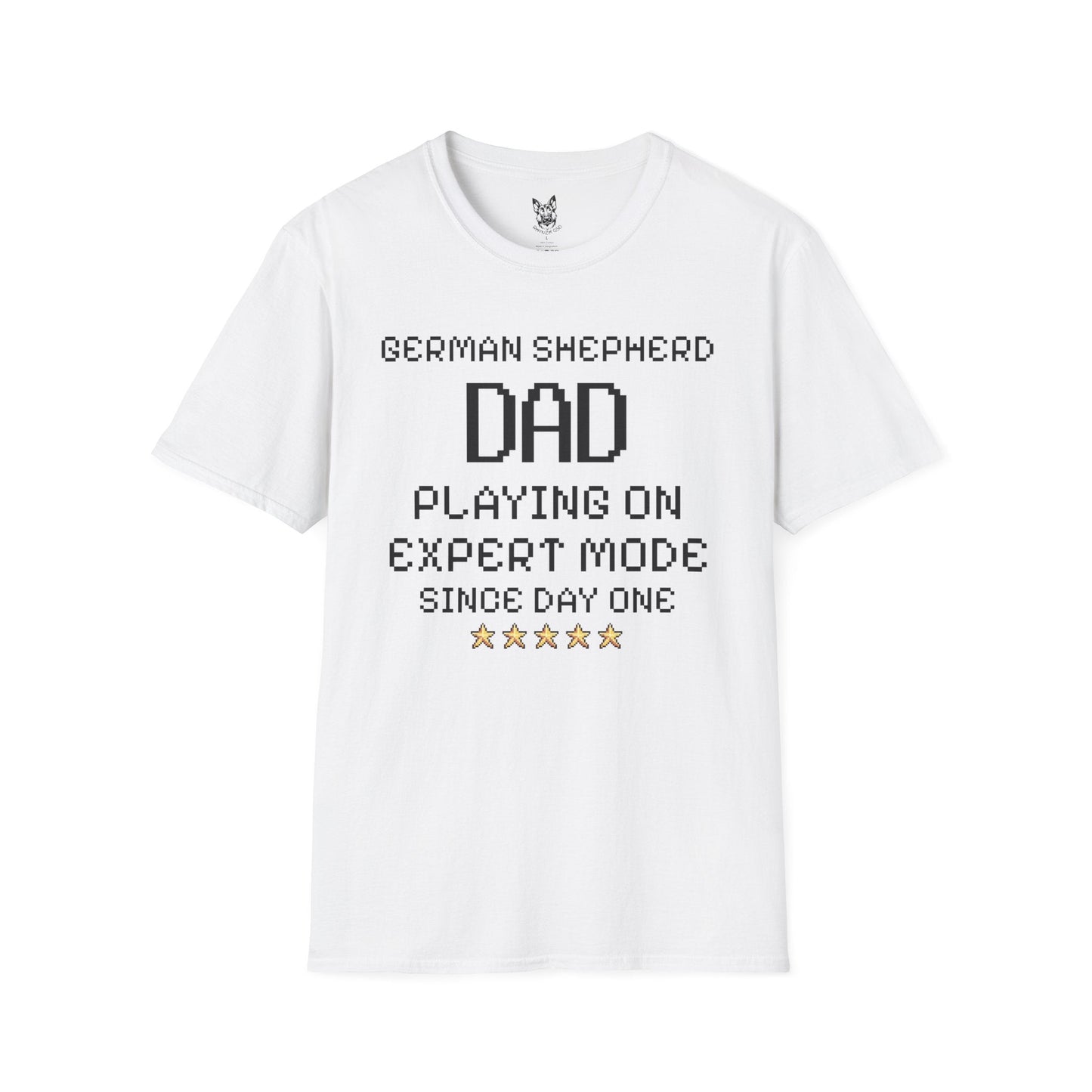 T-Shirt White / S Expert Mode Dad – Gamer German Shepherd T-Shirt (UK)