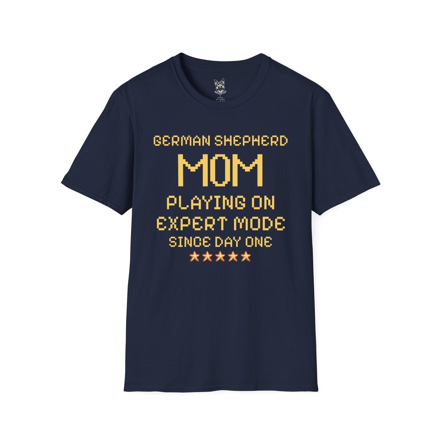T-Shirt Navy / S Expert Mode Mom – Gamer German Shepherd T-Shirt (UK)