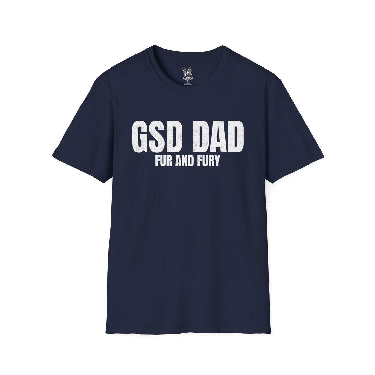 T-Shirt Navy / S Fur & Fury Dad – Bold German Shepherd T-Shirt (UK)