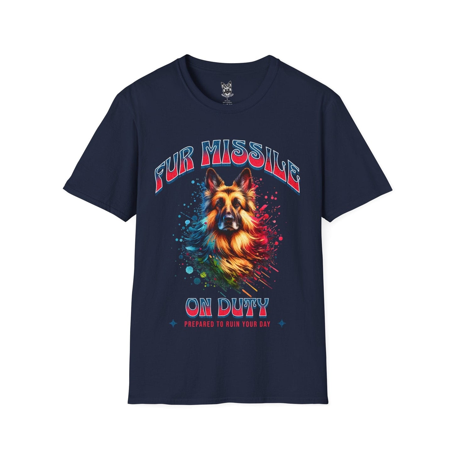 T-Shirt Navy / S Fur Missile on Duty – Protective German Shepherd T-Shirt (UK)