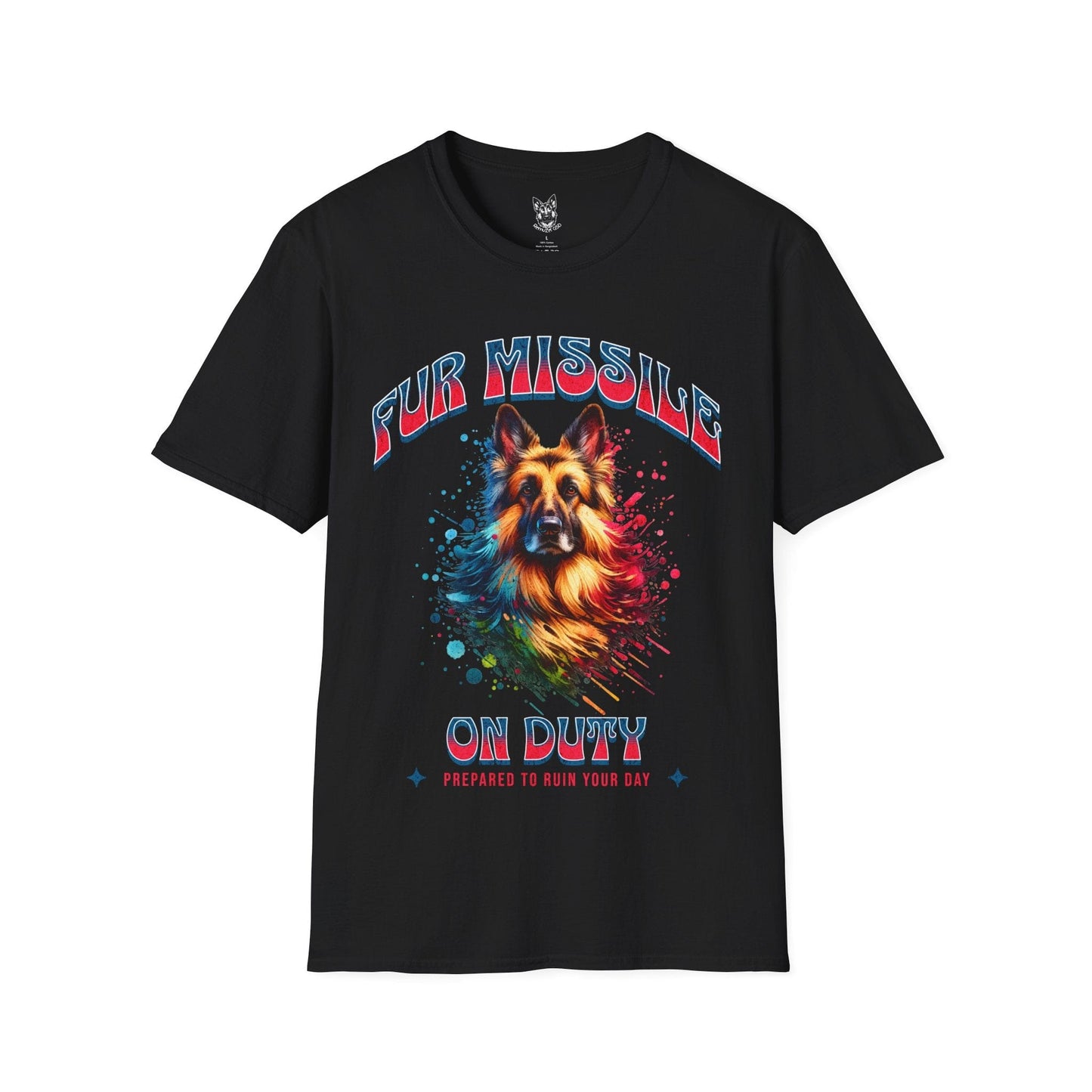 T-Shirt Black / S Fur Missile on Duty – Protective German Shepherd T-Shirt (UK)