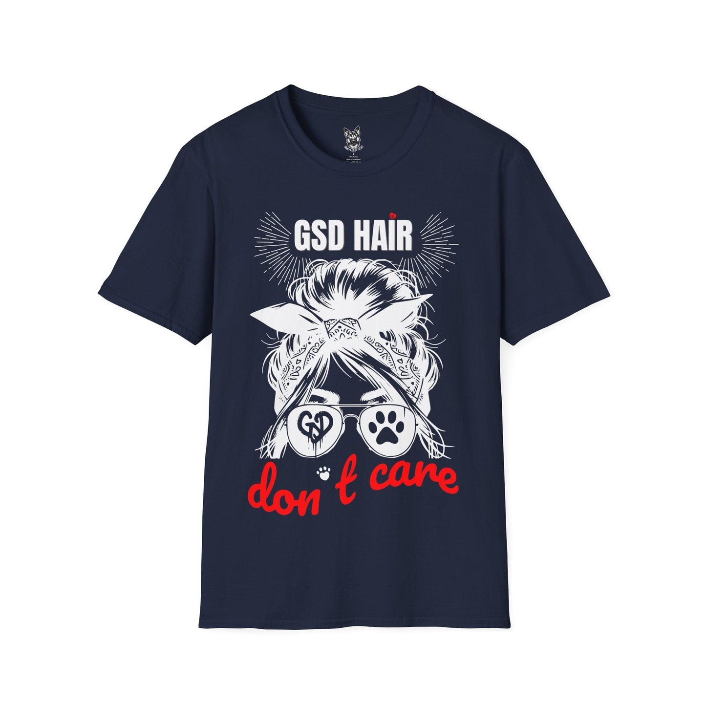 T-Shirt Navy / S GSD Hair, Don’t Care – Sassy German Shepherd T-Shirt (UK)