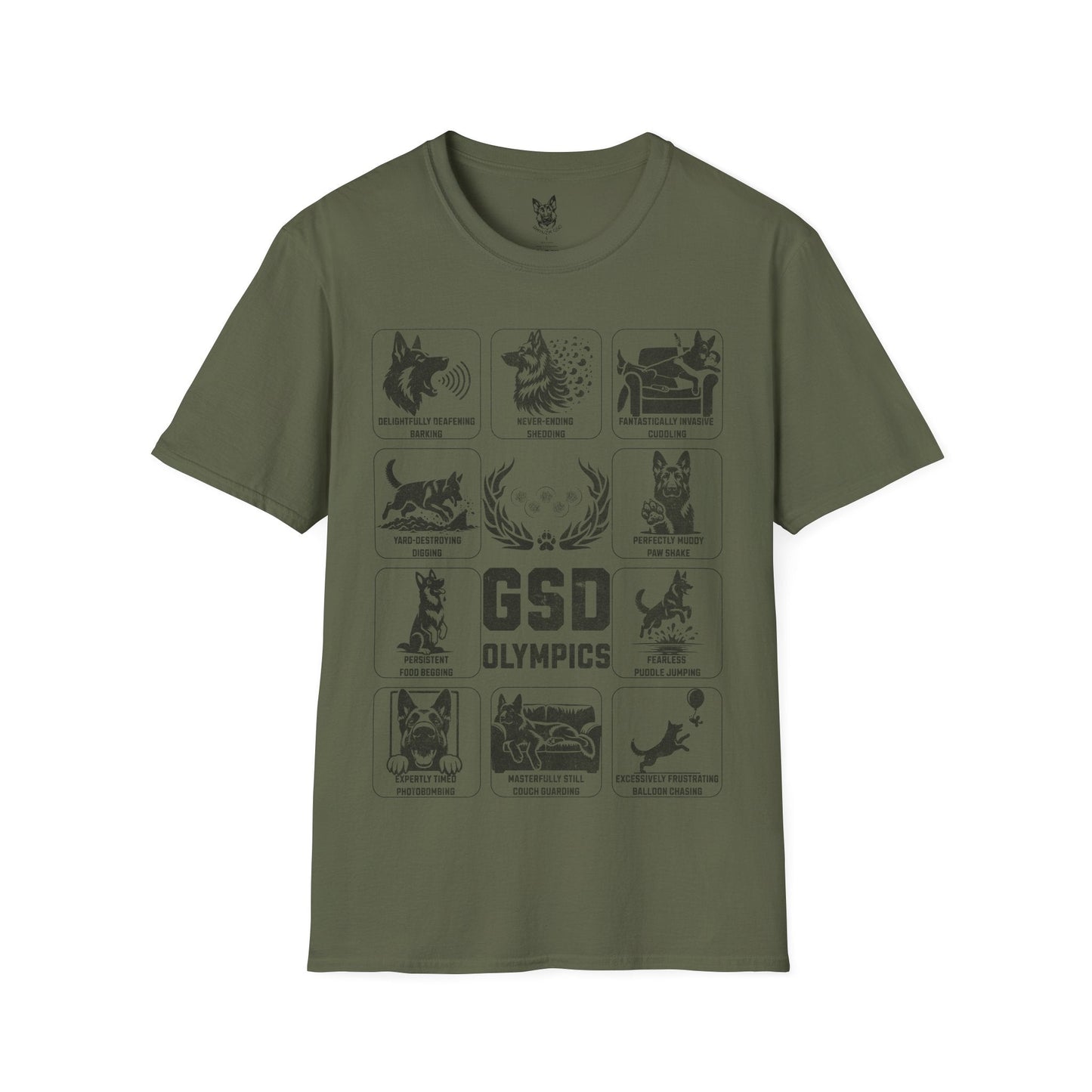 T-Shirt Military Green / S GSD Olympics – Sporty German Shepherd T-Shirt (UK)