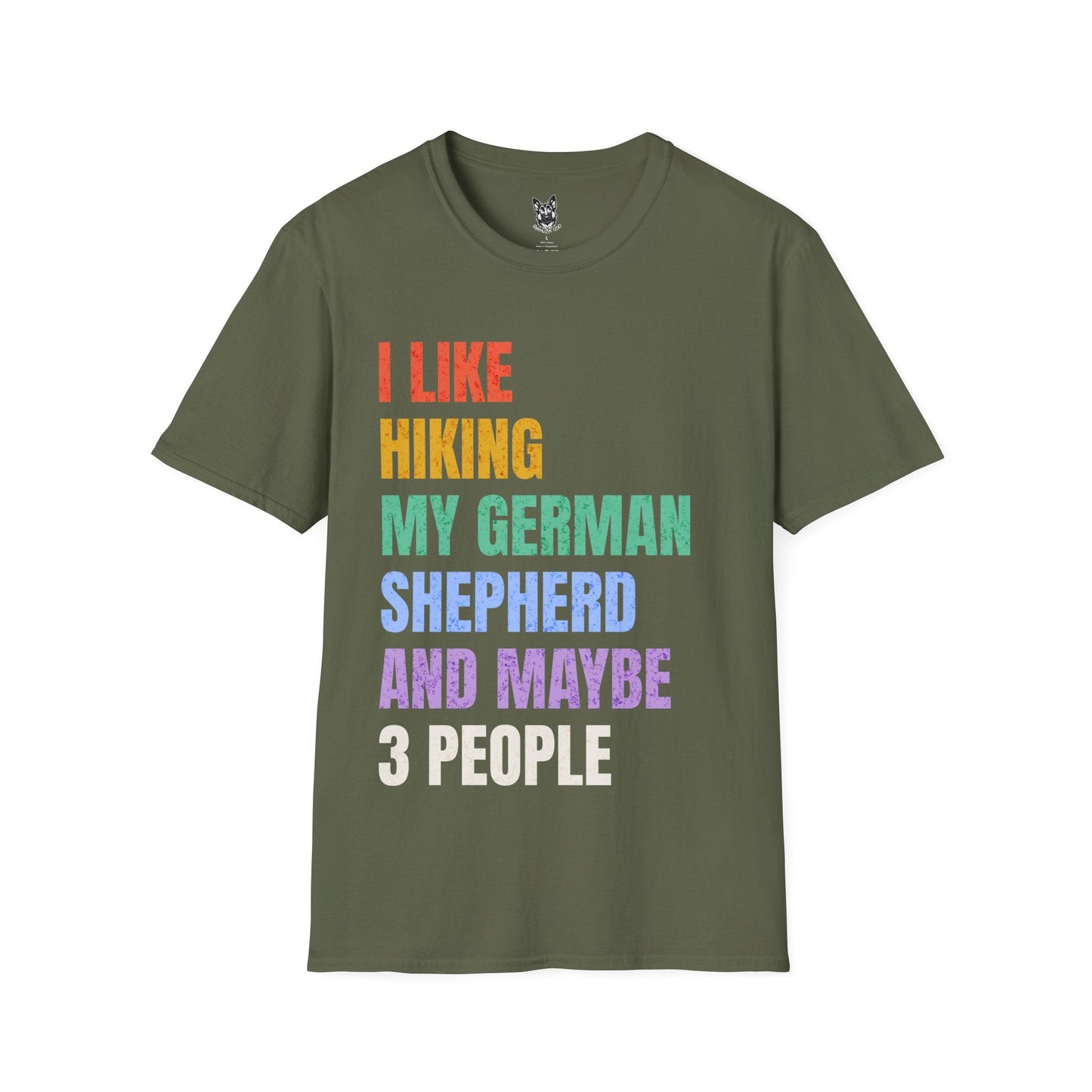 T-Shirt Military Green / S Hiking & Shepherds – Funny German Shepherd T-Shirt (UK)