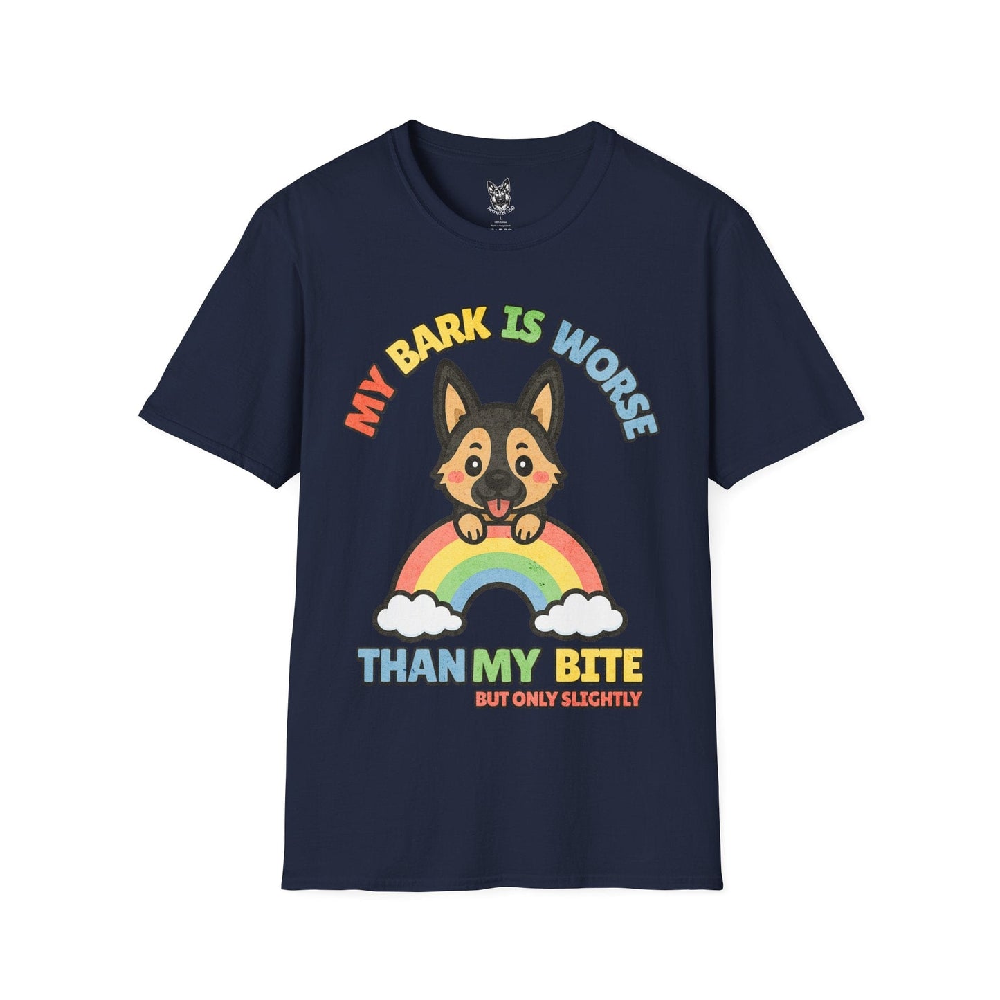 T-Shirt Navy / S My Bark Is Worse – Cheeky German Shepherd T-Shirt (UK)