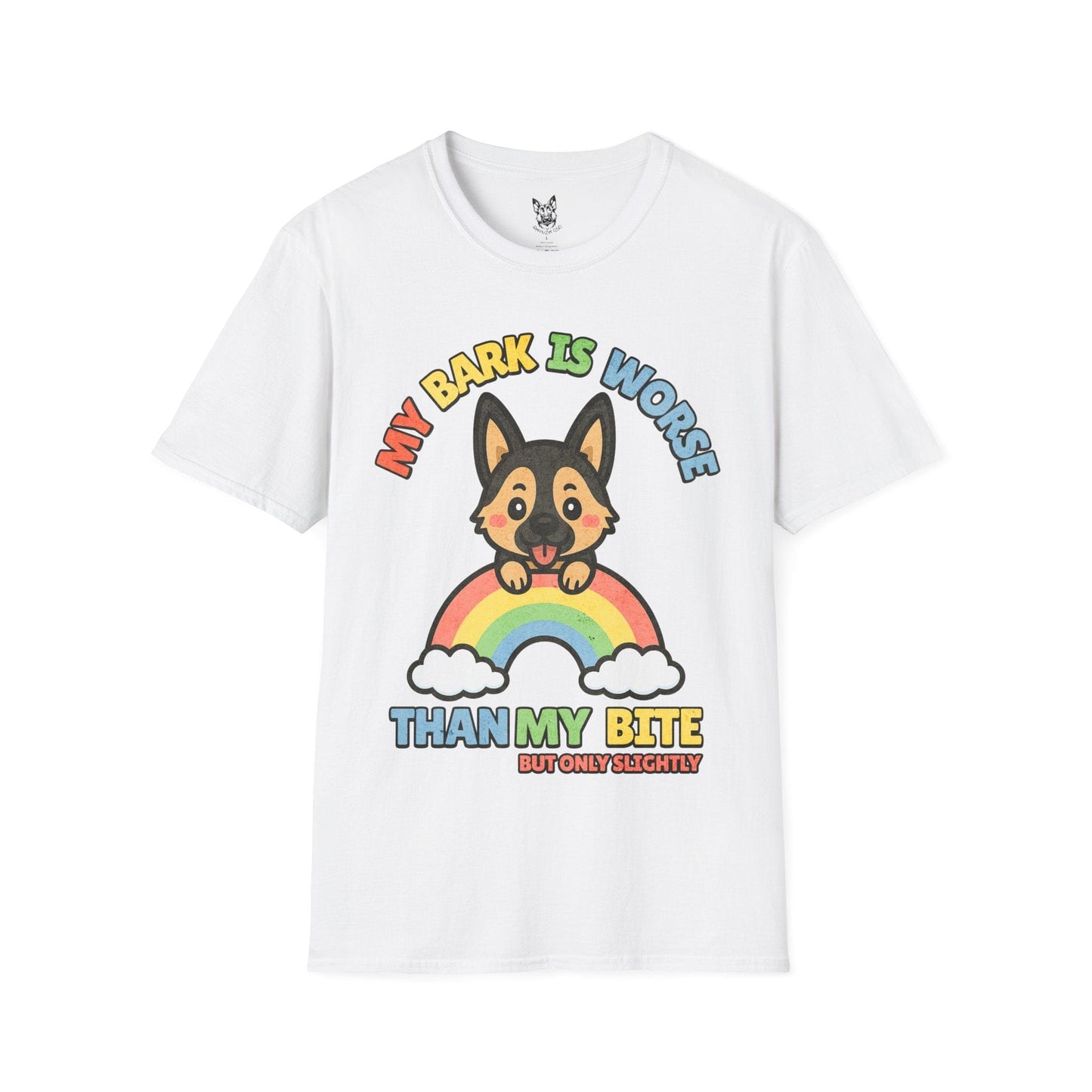 T-Shirt White / S My Bark Is Worse – Cheeky German Shepherd T-Shirt (UK)