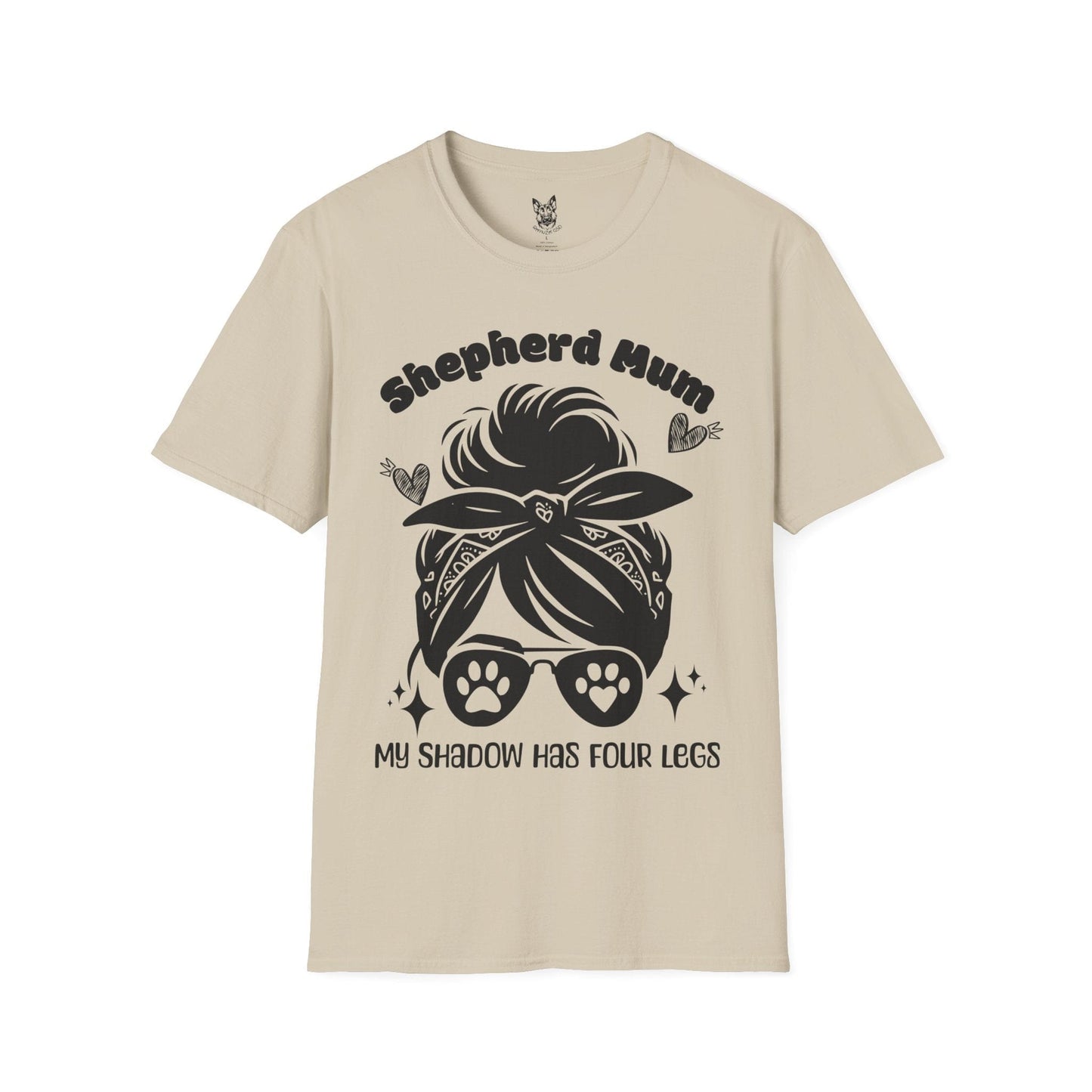 T-Shirt Sand / S My Shadow Has Four Legs – Mum Life German Shepherd T-Shirt (UK)
