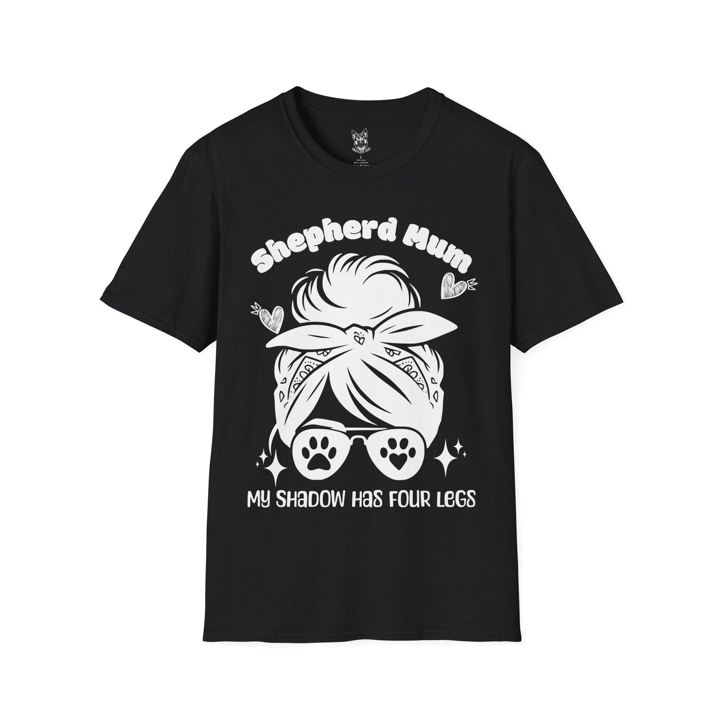 T-Shirt Black / S My Shadow Has Four Legs – Mum Life German Shepherd T-Shirt (UK)