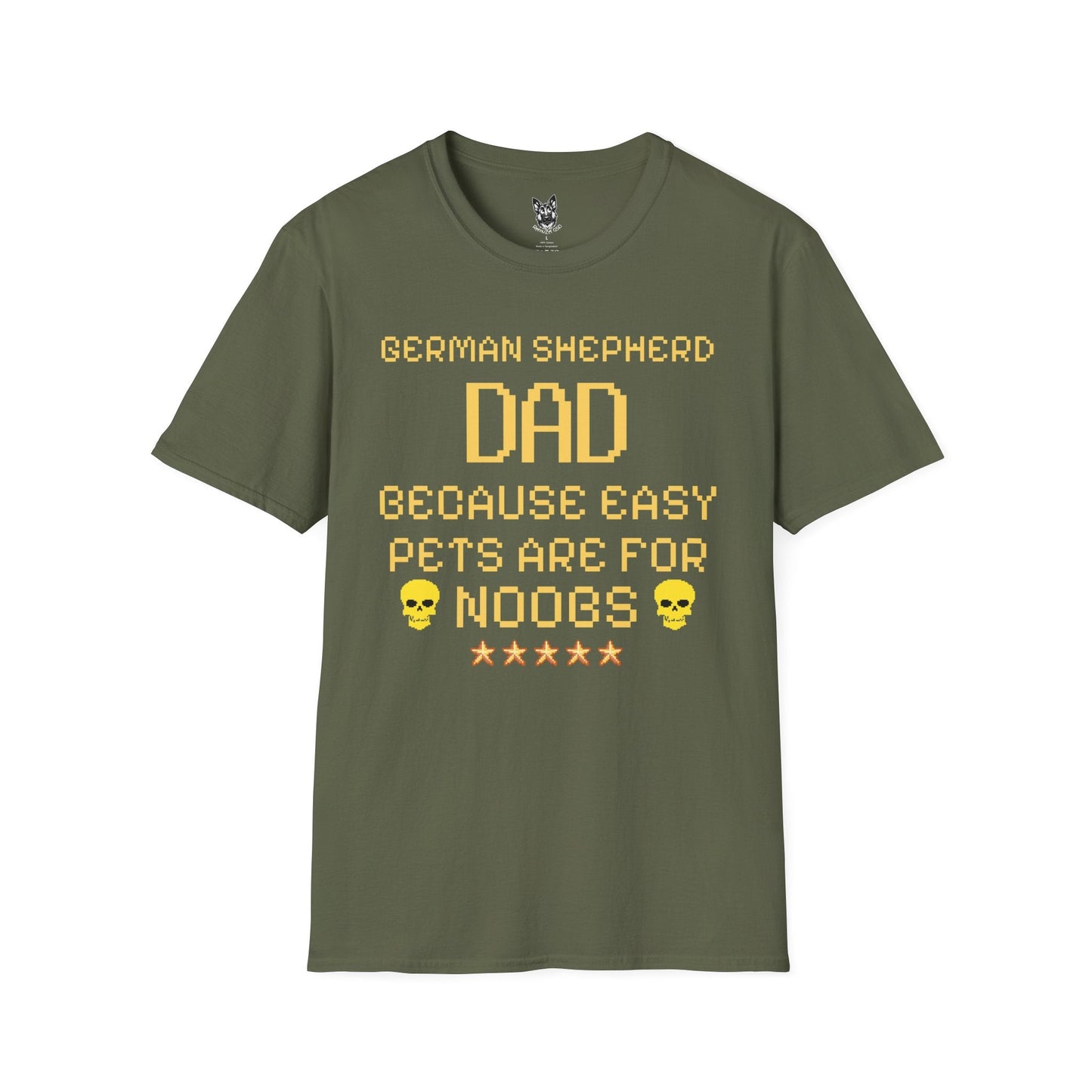 T-Shirt Military Green / S No Easy Mode – Gaming Dad German Shepherd T-Shirt (UK)