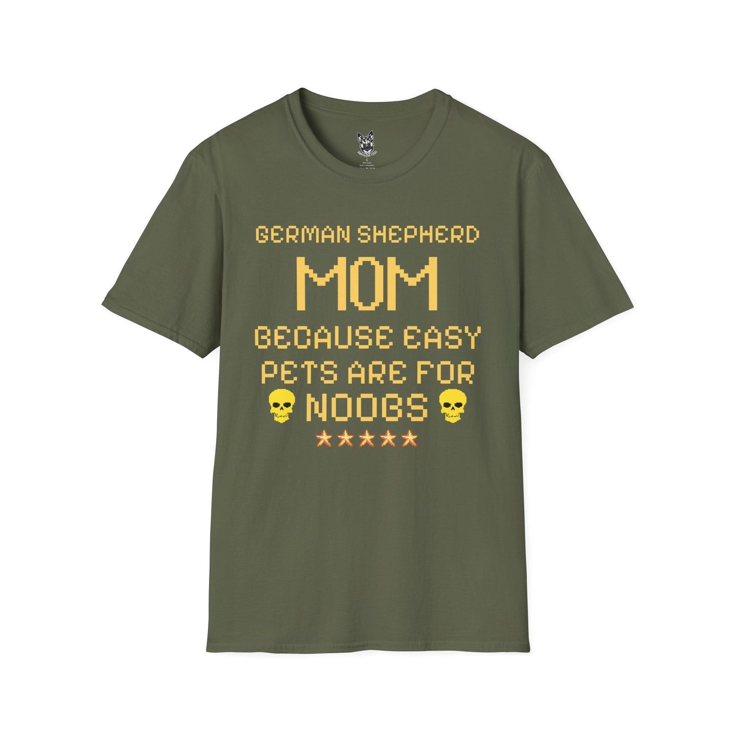 T-Shirt Military Green / S No Easy Mode – Gaming Mom German Shepherd T-Shirt (UK)