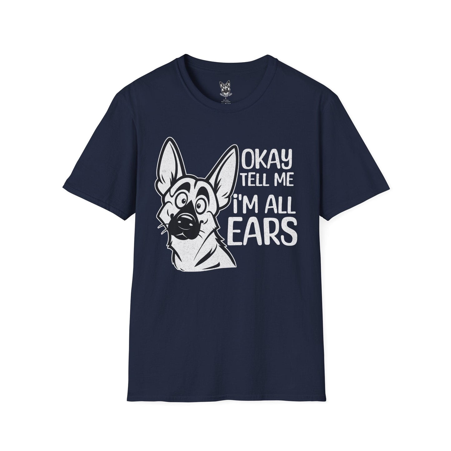 T-Shirt Navy / S Okay, tell me – Funny German Shepherd T-Shirt (UK)
