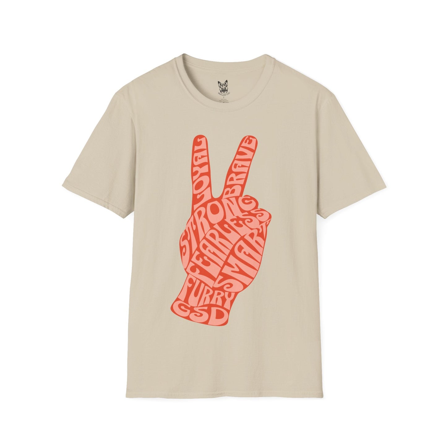 T-Shirt Sand / S Peace Sign – Groovy German Shepherd T-Shirt (UK)