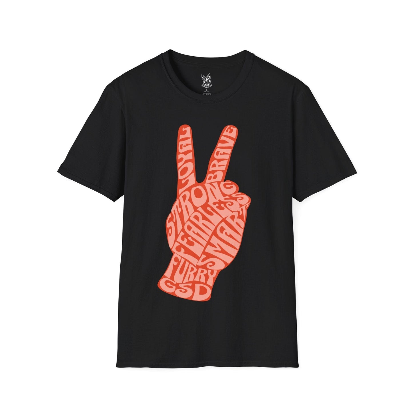 T-Shirt Black / S Peace Sign – Groovy German Shepherd T-Shirt (UK)