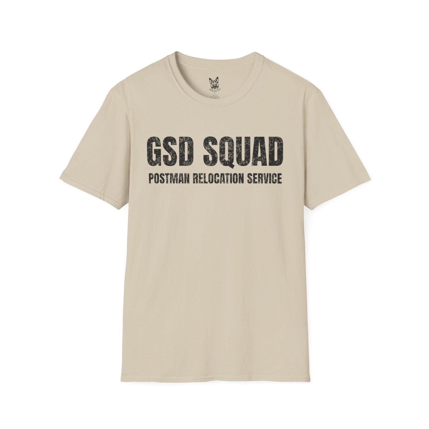 T-Shirt Sand / S Postman Patrol – Funny German Shepherd T-Shirt (UK)
