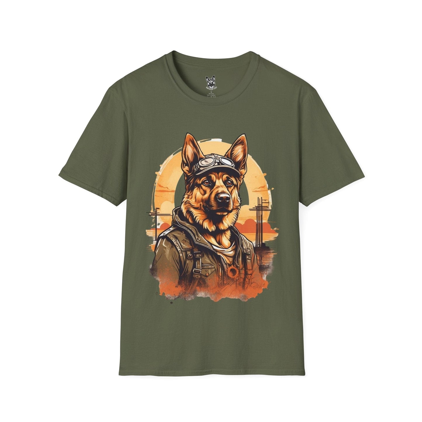 T-Shirt Military Green / S Road Warrior – Rugged German Shepherd T-Shirt (UK)