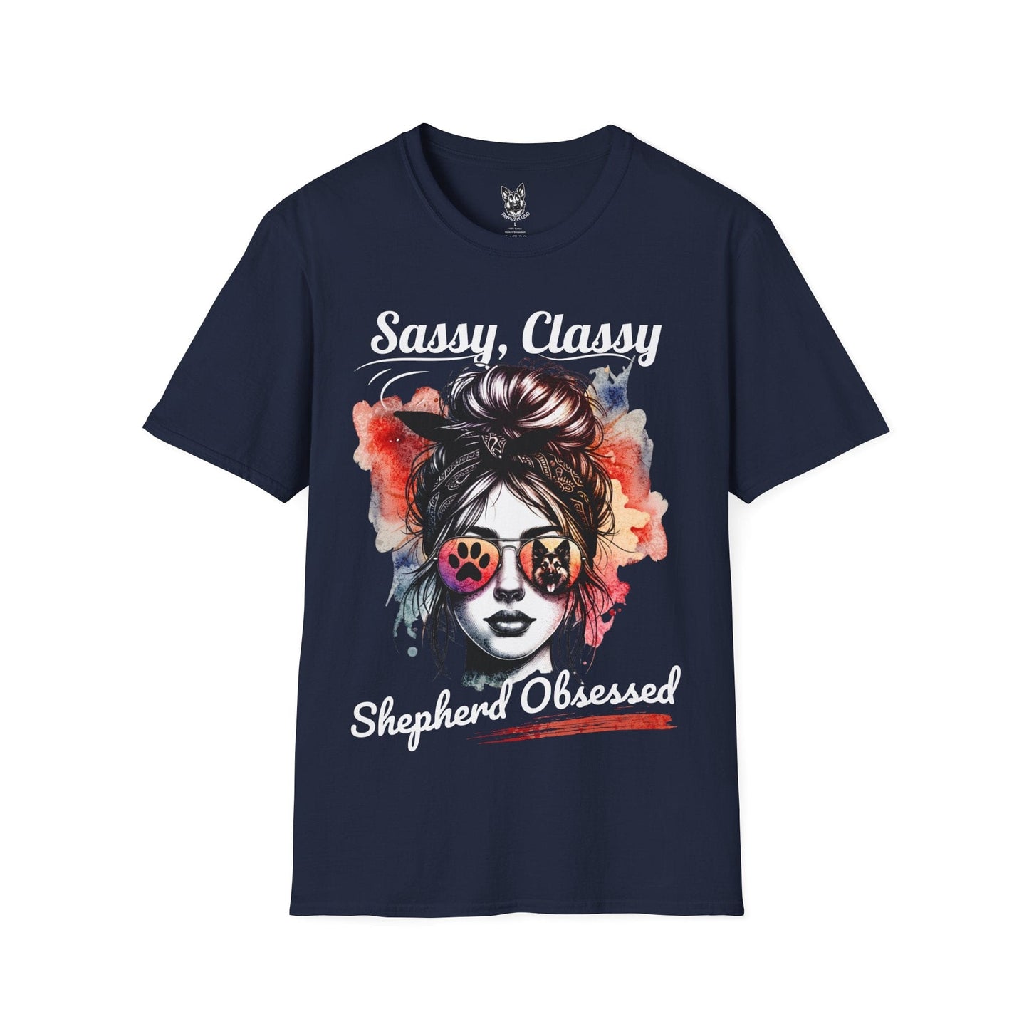 T-Shirt Navy / S Sassy, Classy, Shepherd-Obsessed – Glam German Shepherd T-Shirt (UK)