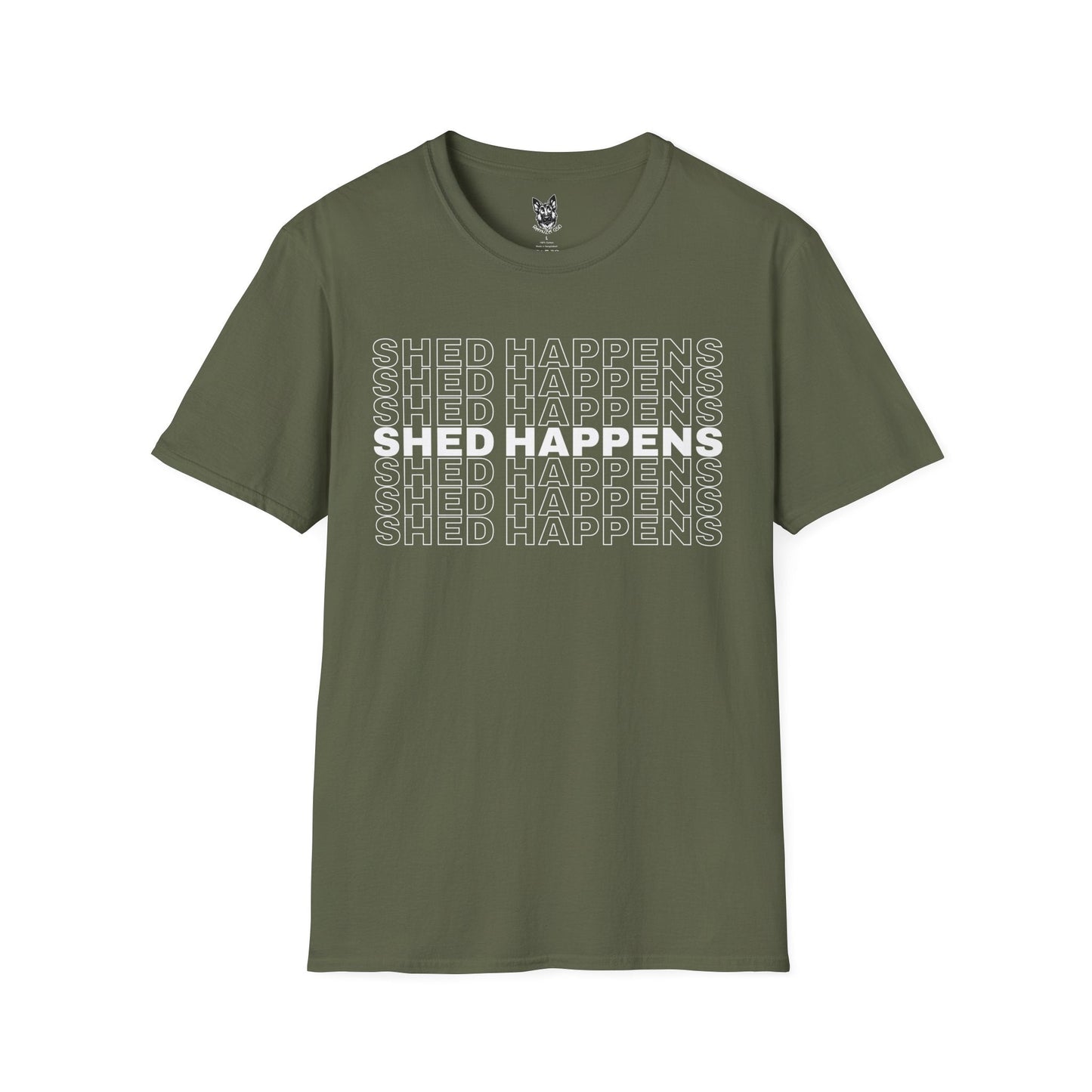T-Shirt Military Green / S Shed Happens – Funny German Shepherd T-Shirt (UK)