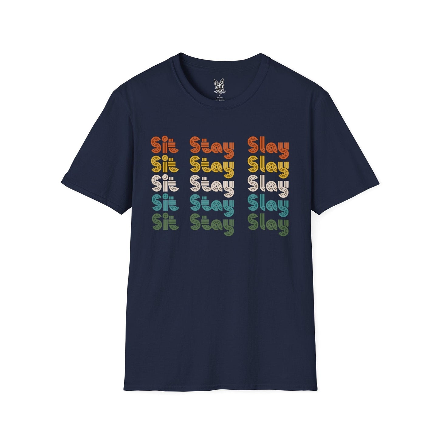 T-Shirt Navy / S Sit, Stay, Slay – Cute German Shepherd T-Shirt (UK)