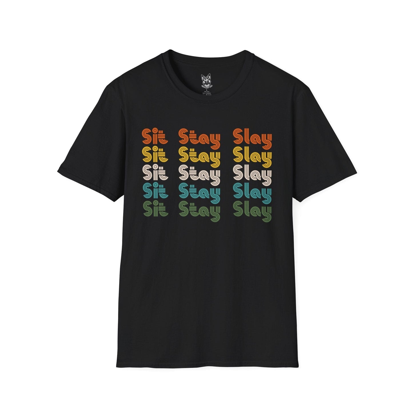 T-Shirt Black / S Sit, Stay, Slay – Cute German Shepherd T-Shirt (UK)