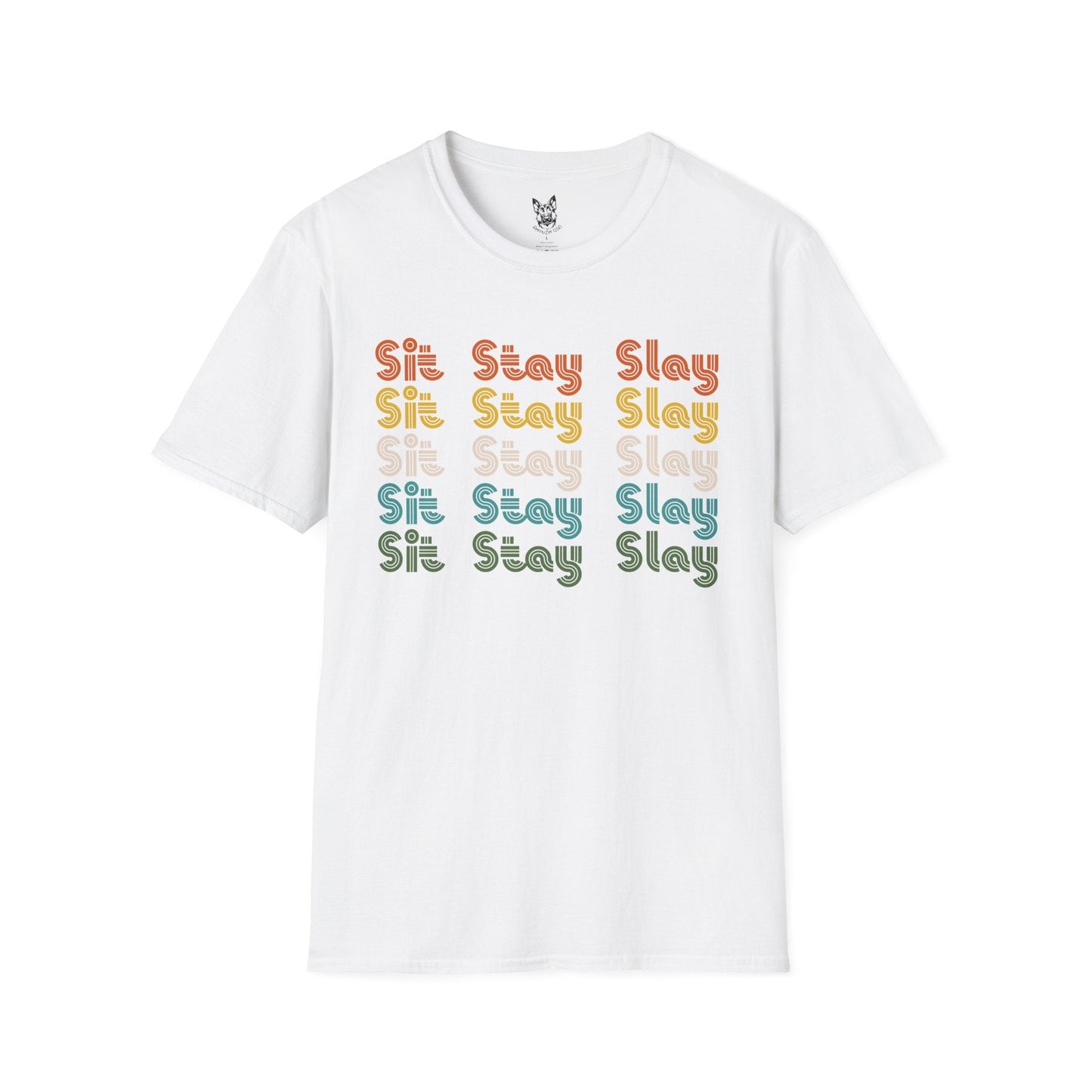 T-Shirt White / S Sit, Stay, Slay – Cute German Shepherd T-Shirt (UK)