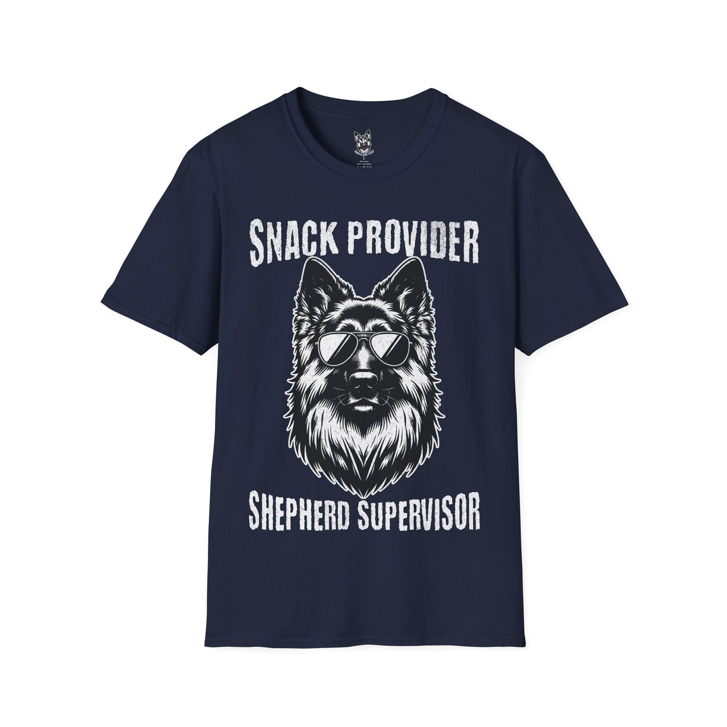 T-Shirt Navy / S Snack Provider & Supervisor – Funny German Shepherd T-Shirt (UK)