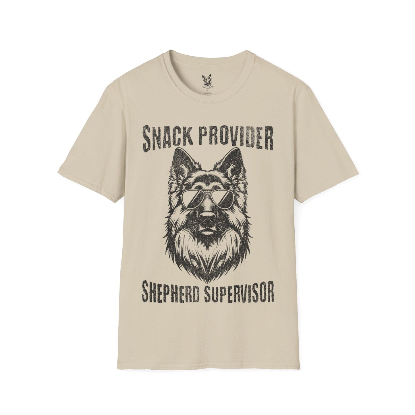 T-Shirt Sand / S Snack Provider & Supervisor – Funny German Shepherd T-Shirt (UK)