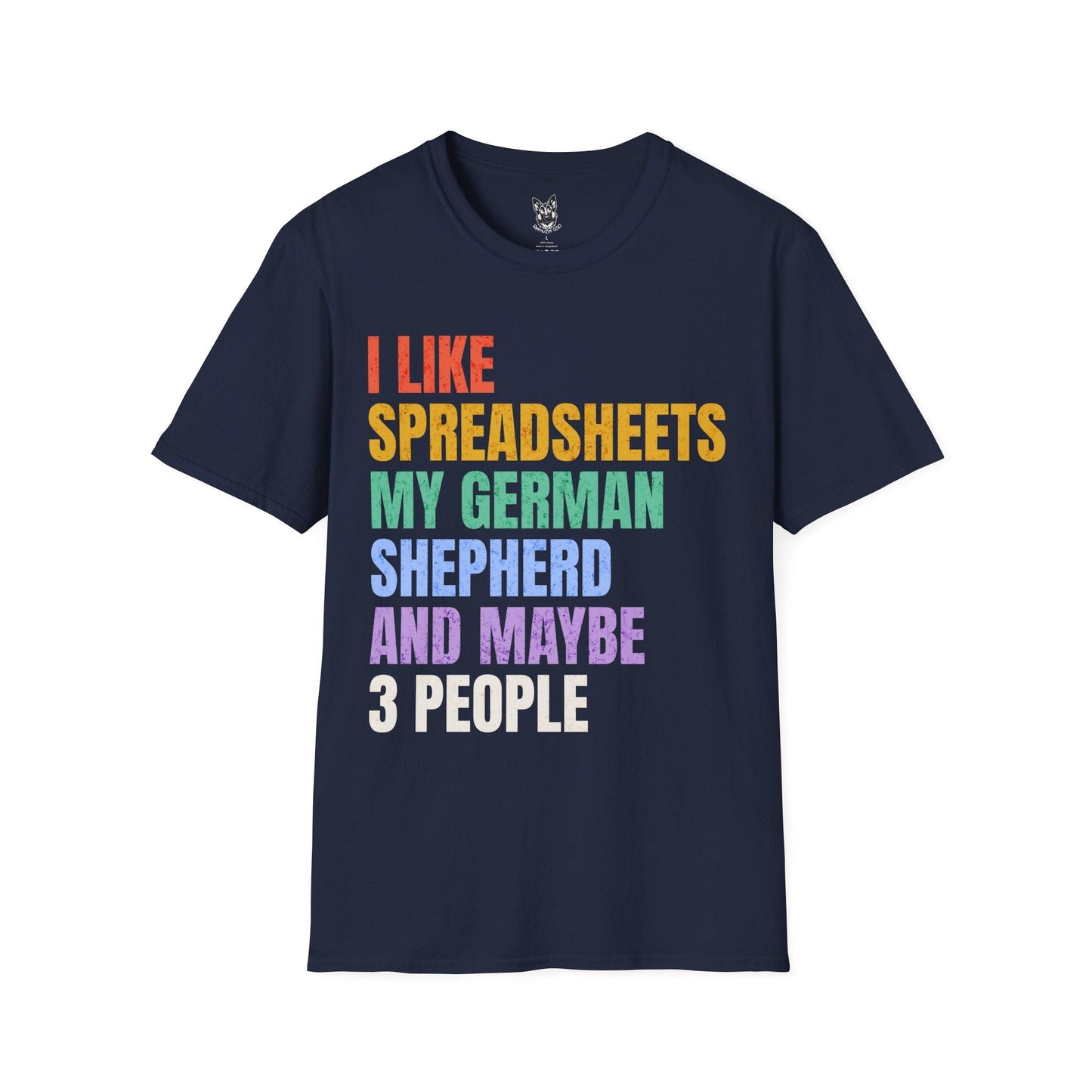 T-Shirt Navy / S Spreadsheets & Shepherds – Funny German Shepherd T-Shirt (UK)