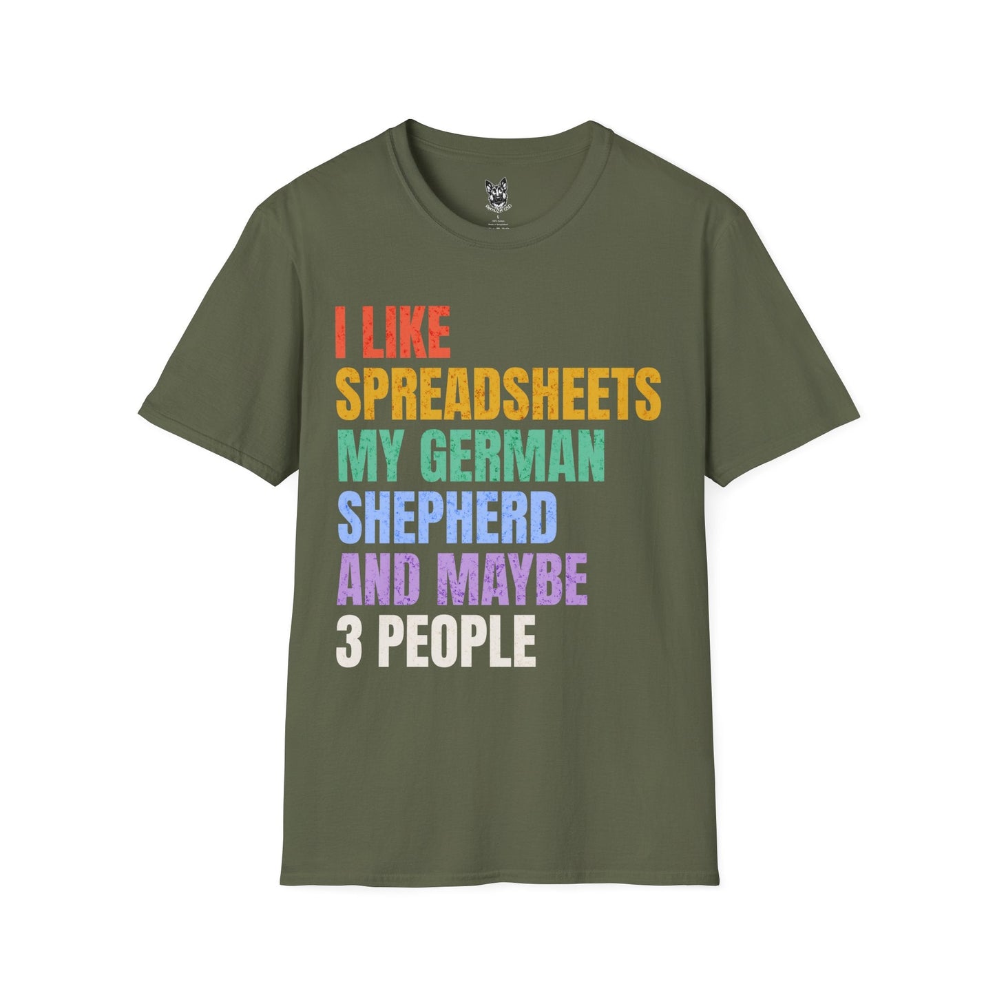 T-Shirt Military Green / S Spreadsheets & Shepherds – Funny German Shepherd T-Shirt (UK)